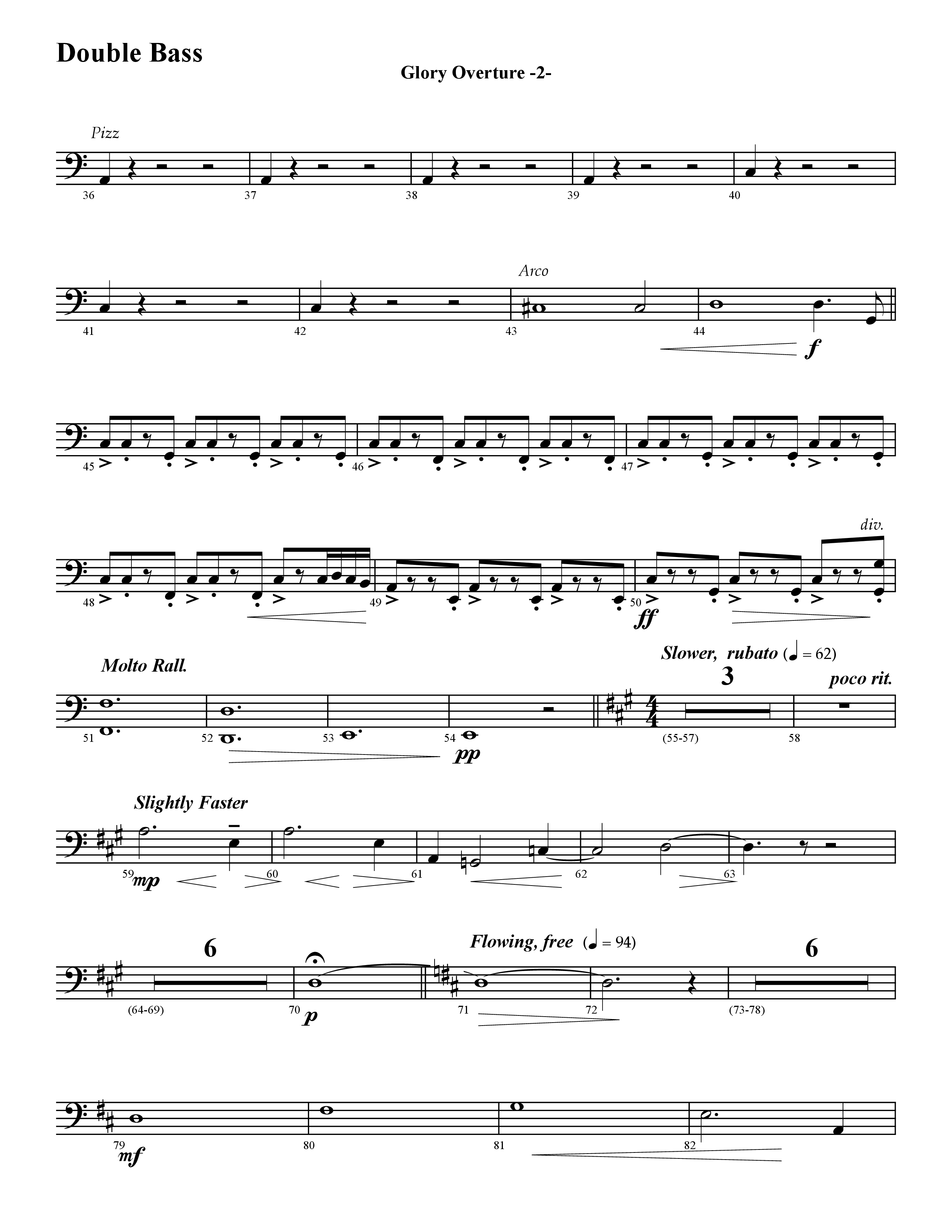 Glory Overture (Instrumental) Double Bass (Word Music / Arr. David Hamilton)