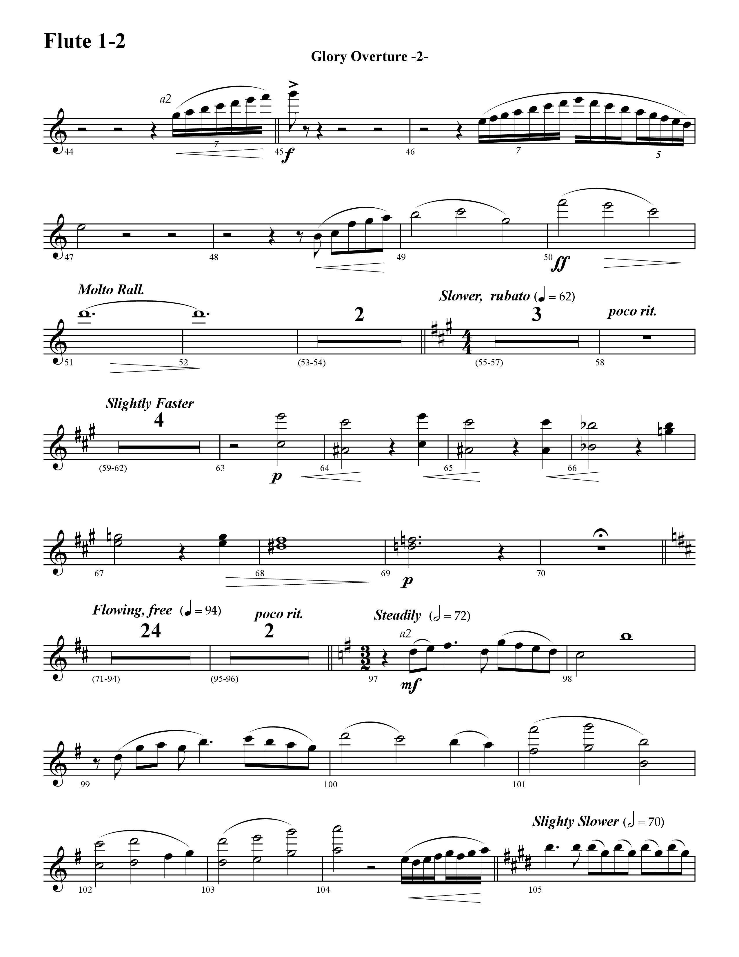 Glory Overture (Instrumental) Flute 1/2 (Word Music / Arr. David Hamilton)