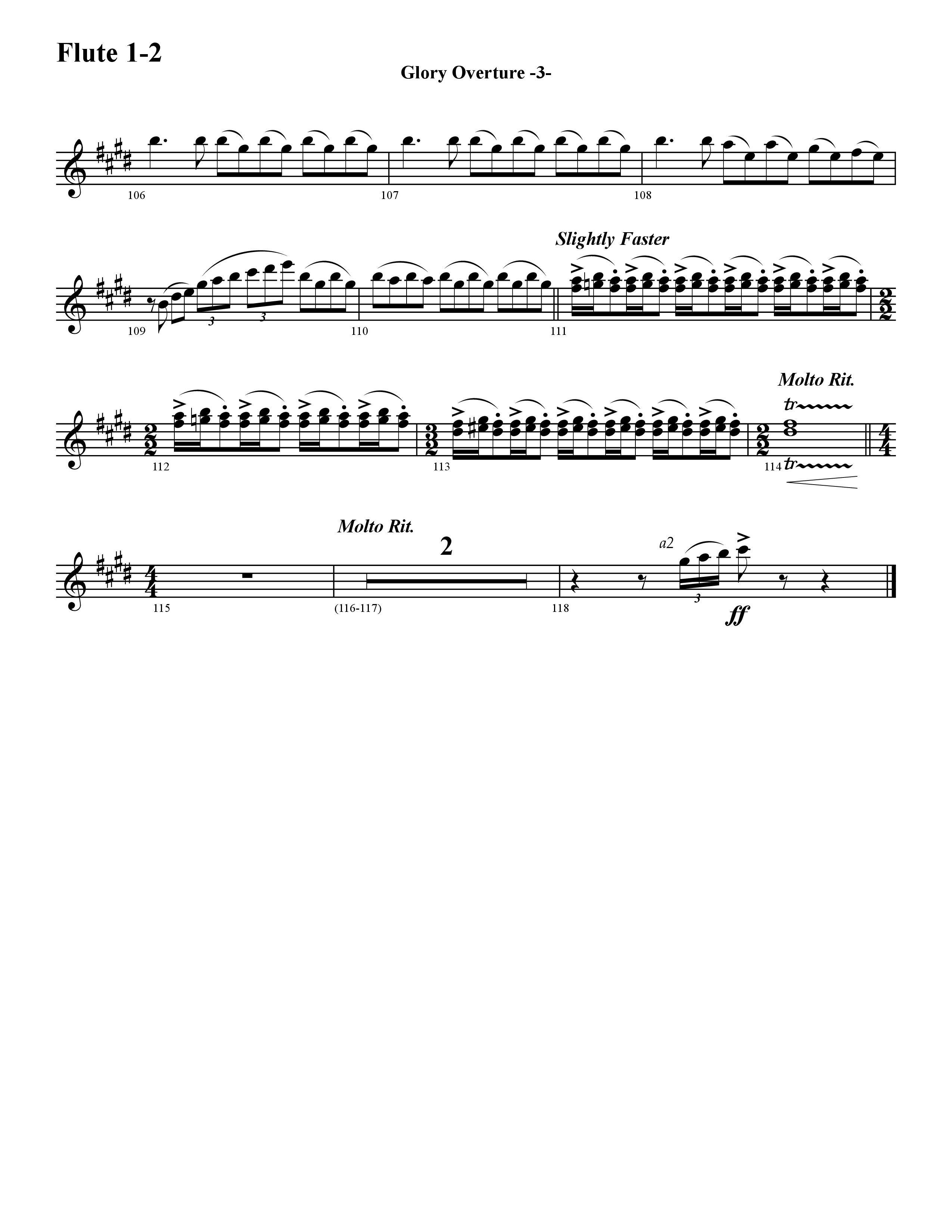 Glory Overture (Instrumental) Flute 1/2 (Word Music / Arr. David Hamilton)