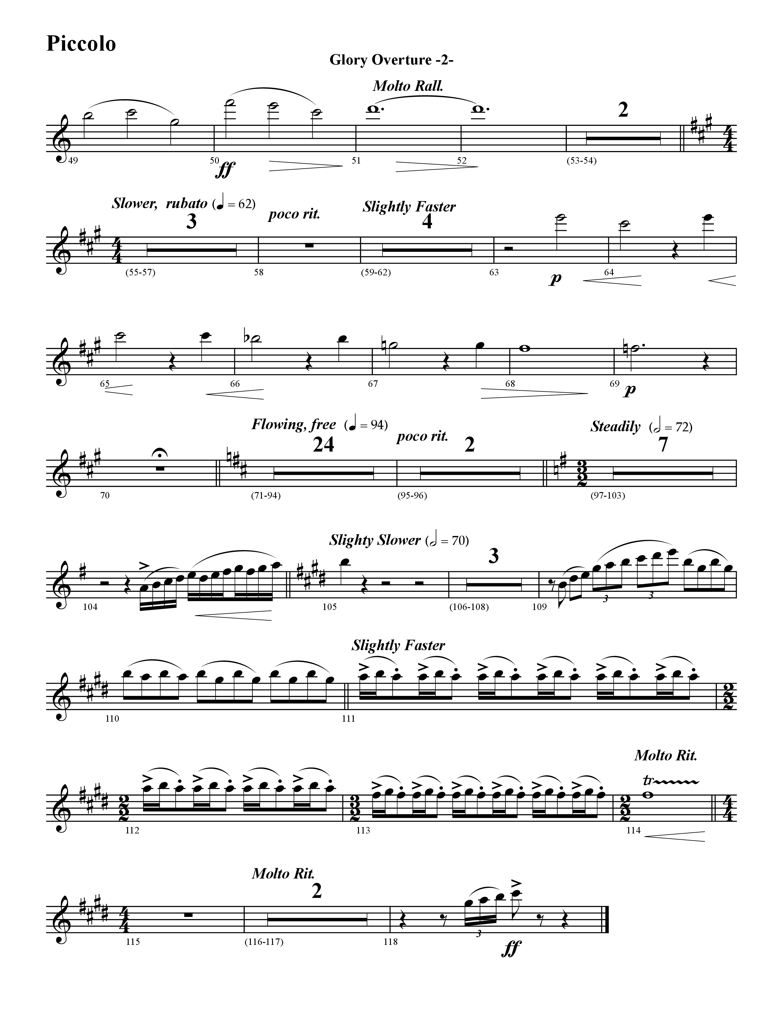 Glory Overture (Instrumental) Flute/Piccolo (Word Music / Arr. David Hamilton)