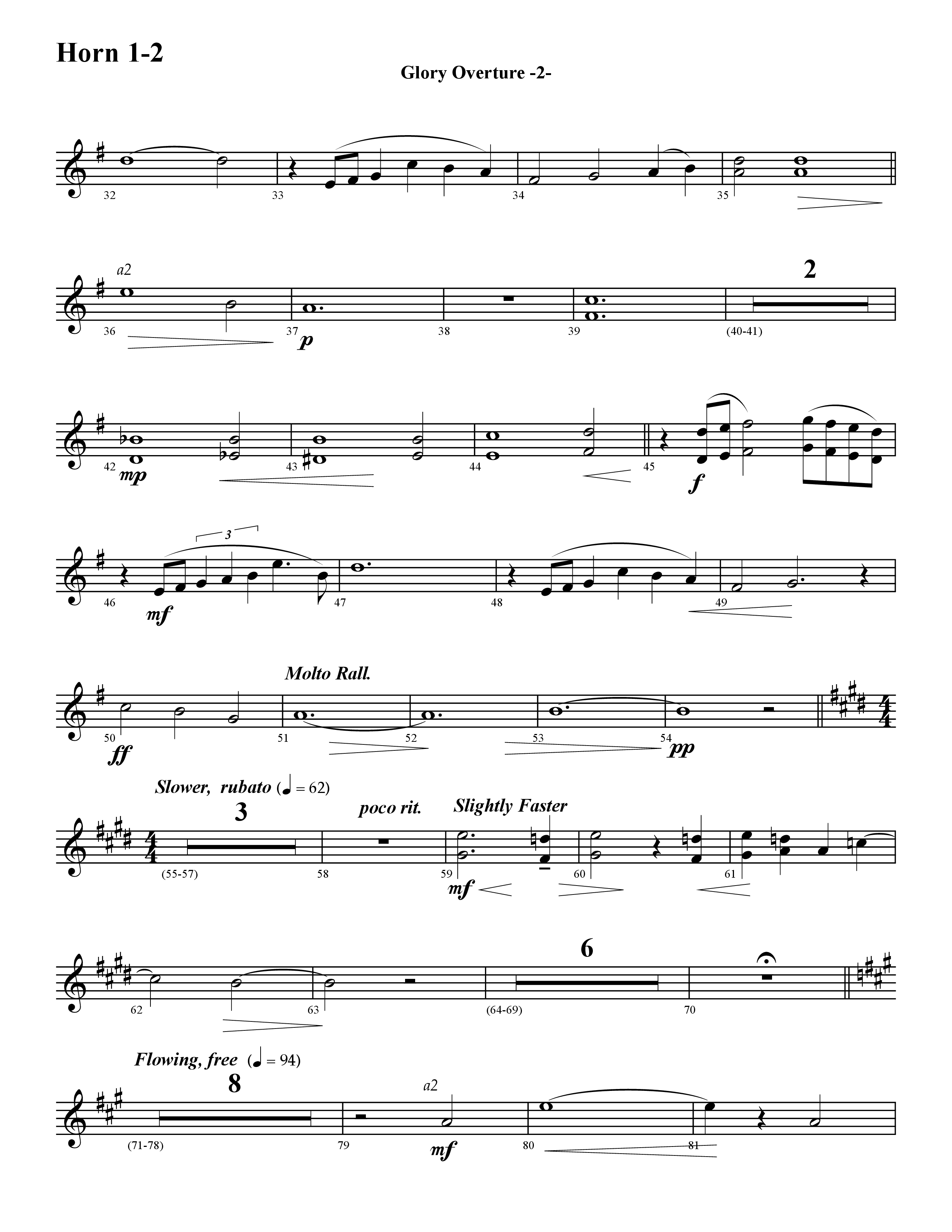 Glory Overture (Instrumental) French Horn 1/2 (Word Music / Arr. David Hamilton)