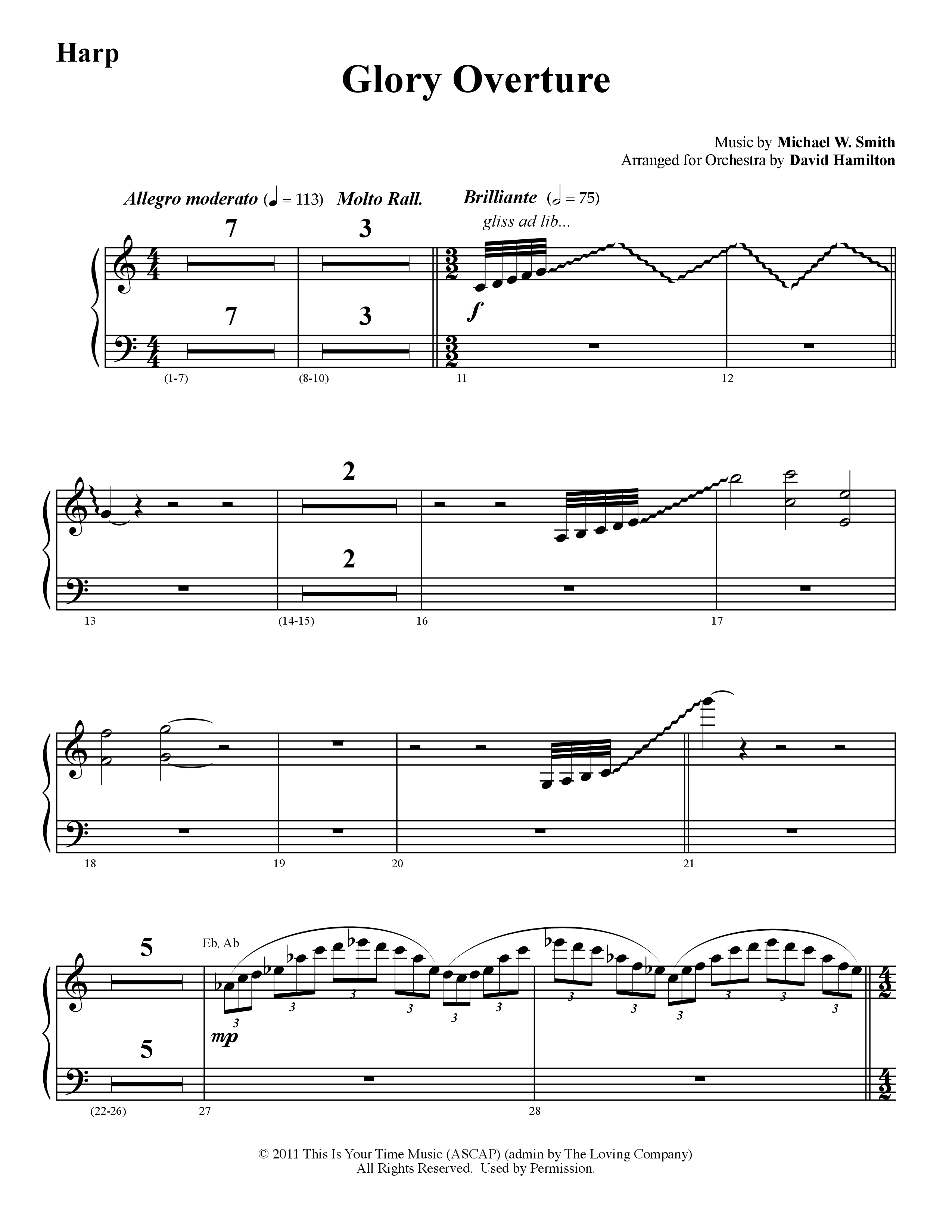 Glory Overture (Instrumental) Harp (Word Music / Arr. David Hamilton)