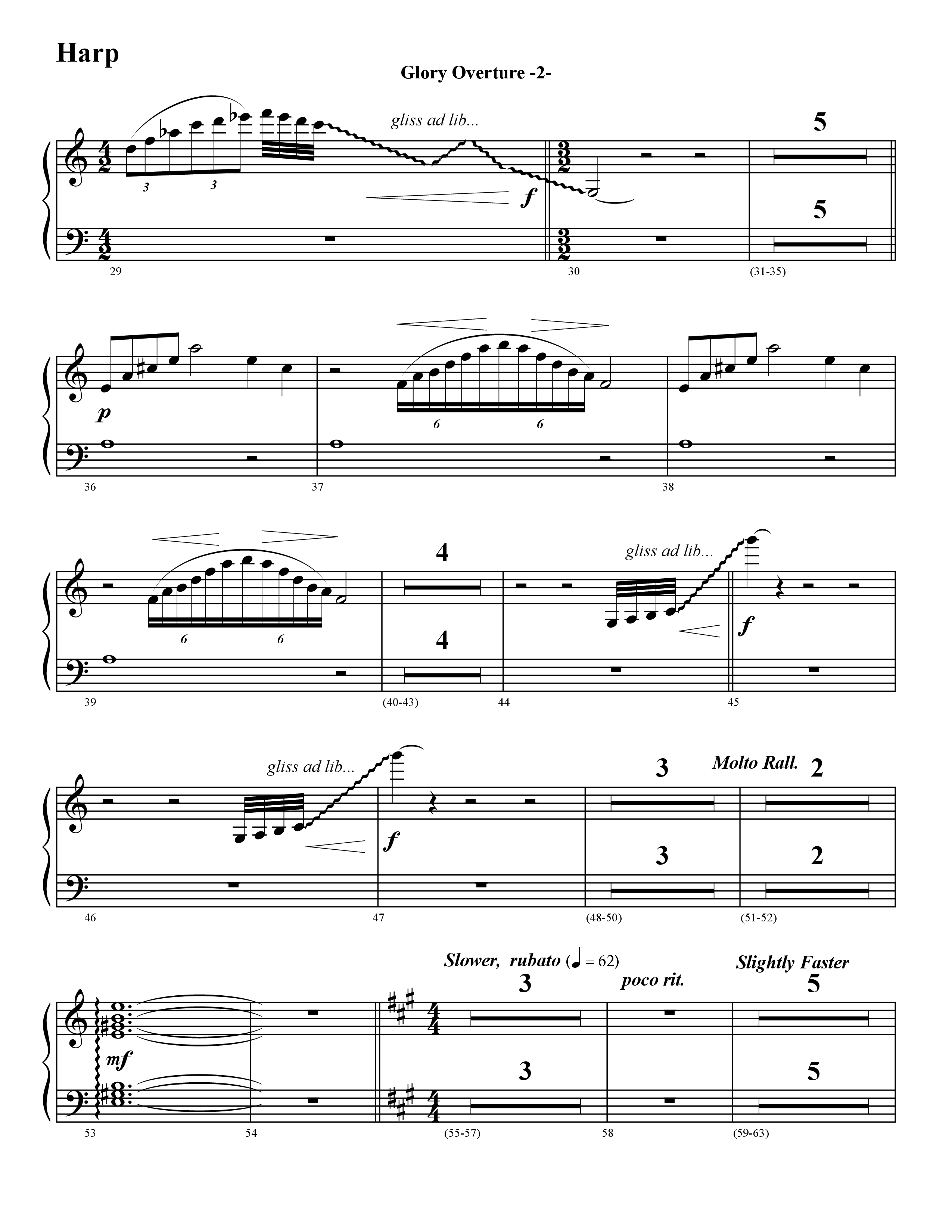 Glory Overture (Instrumental) Harp (Word Music / Arr. David Hamilton)