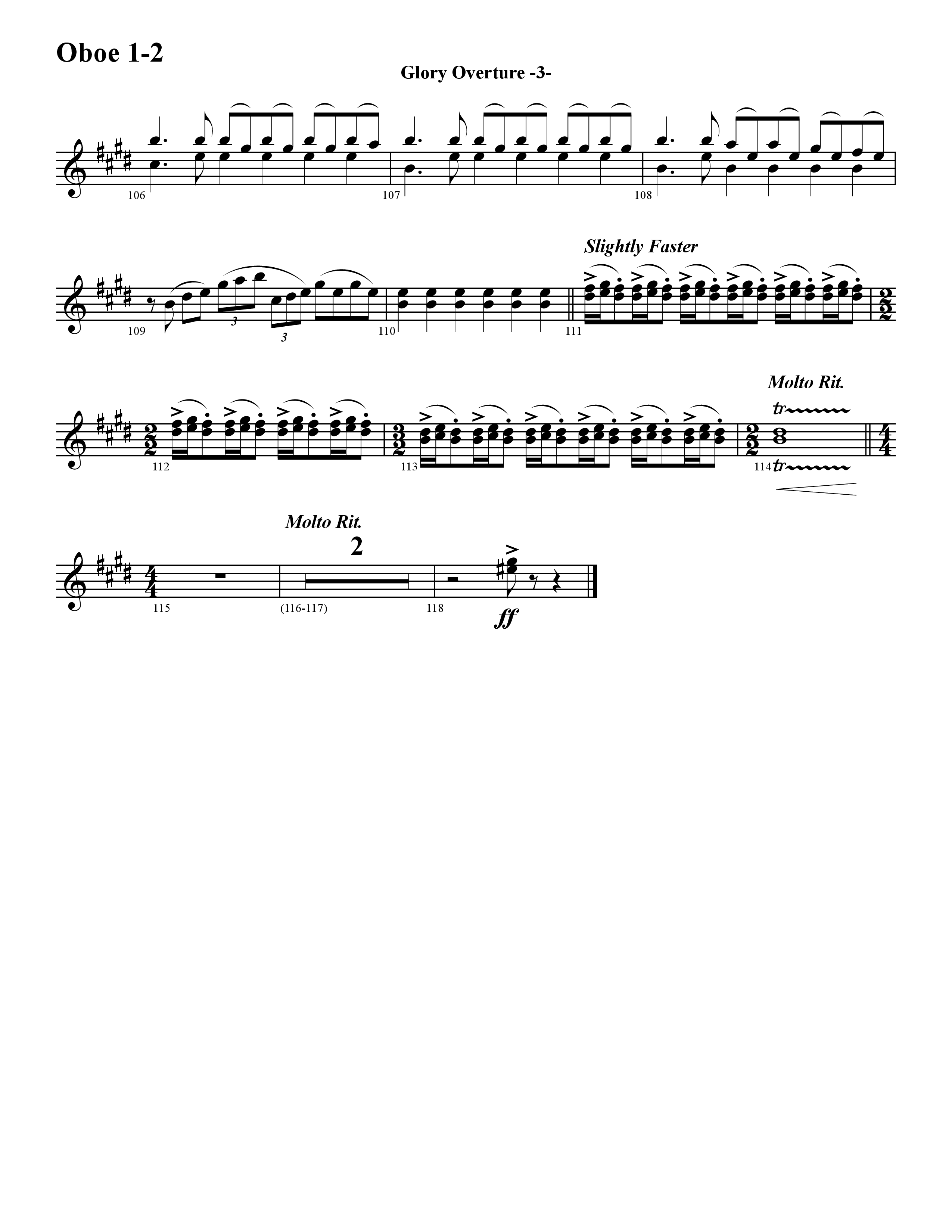Glory Overture (Instrumental) Oboe 1/2 (Word Music / Arr. David Hamilton)