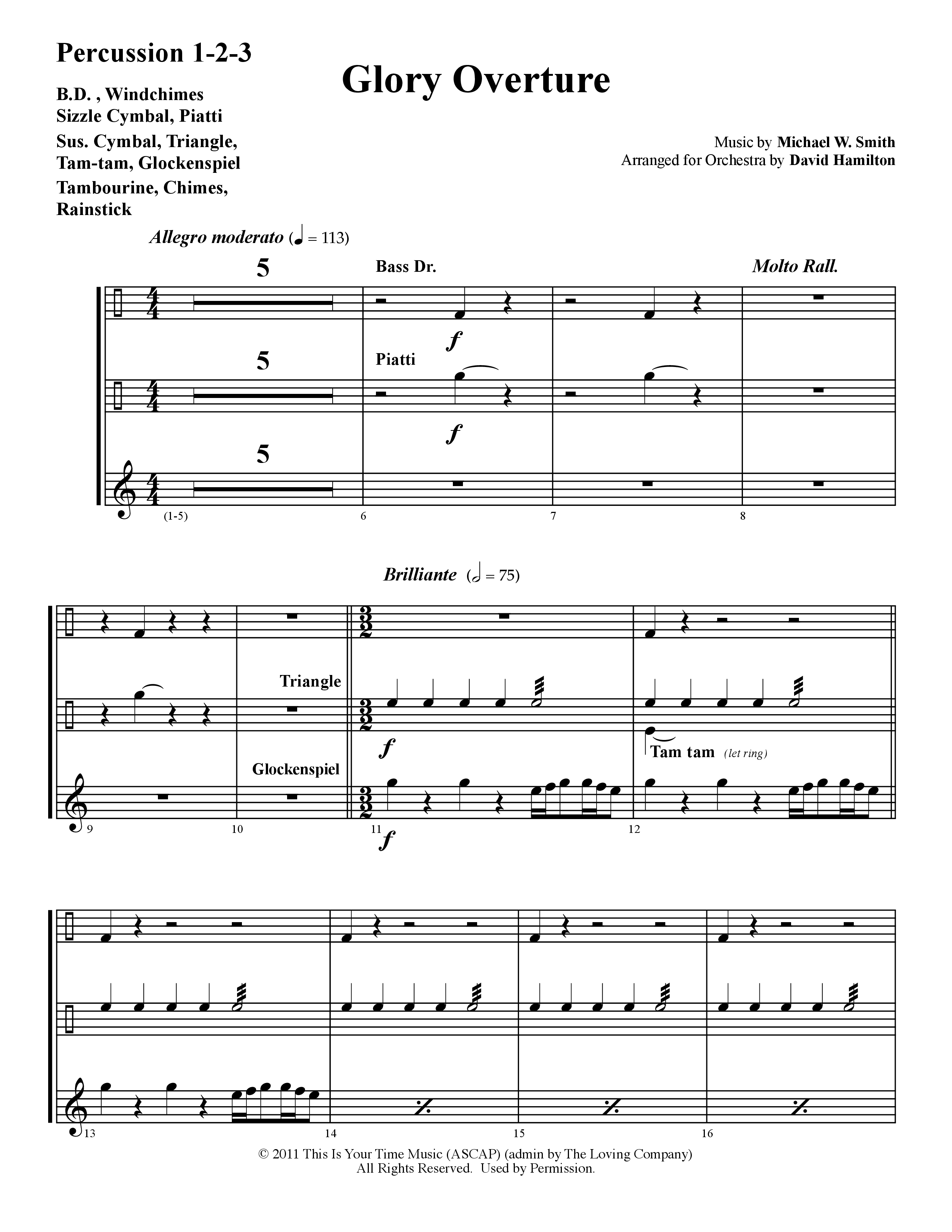 Glory Overture (Instrumental) Percussion (Word Music / Arr. David Hamilton)