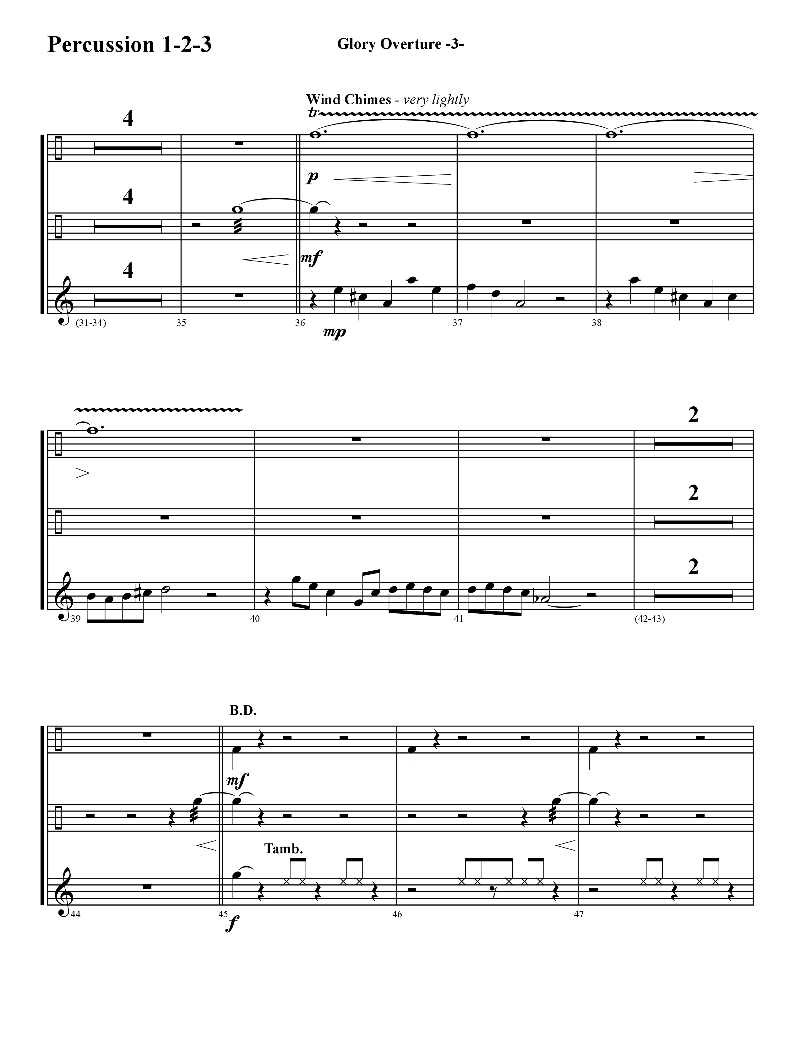 Glory Overture (Instrumental) Percussion (Word Music / Arr. David Hamilton)