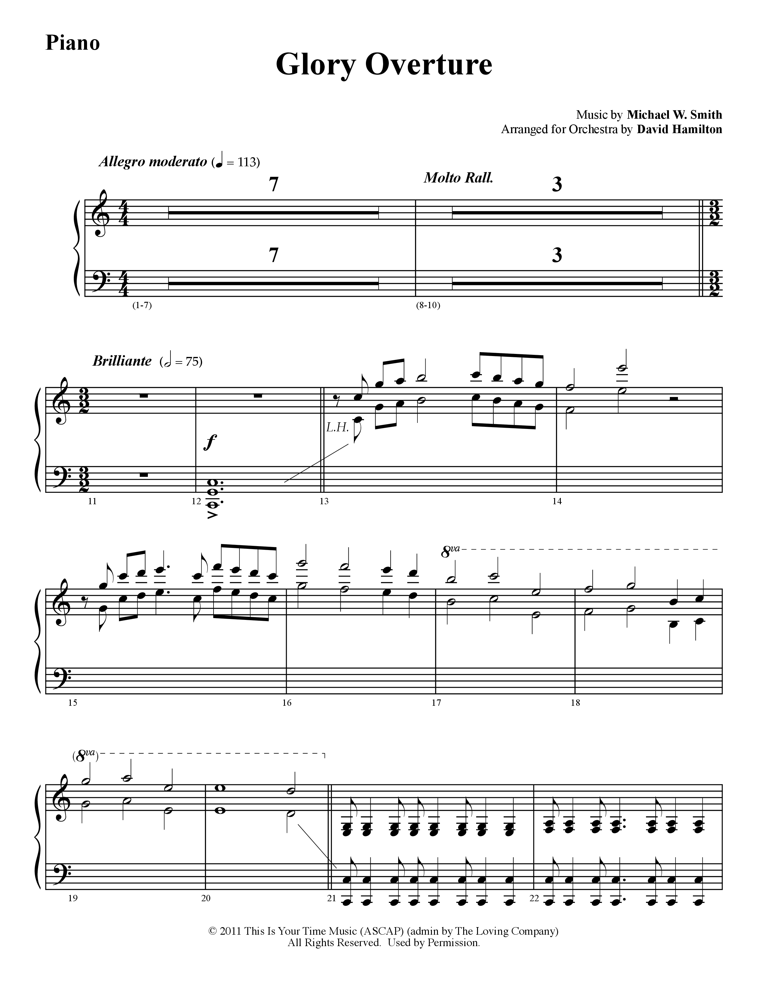 Glory Overture (Instrumental) Piano Sheet (Word Music / Arr. David Hamilton)
