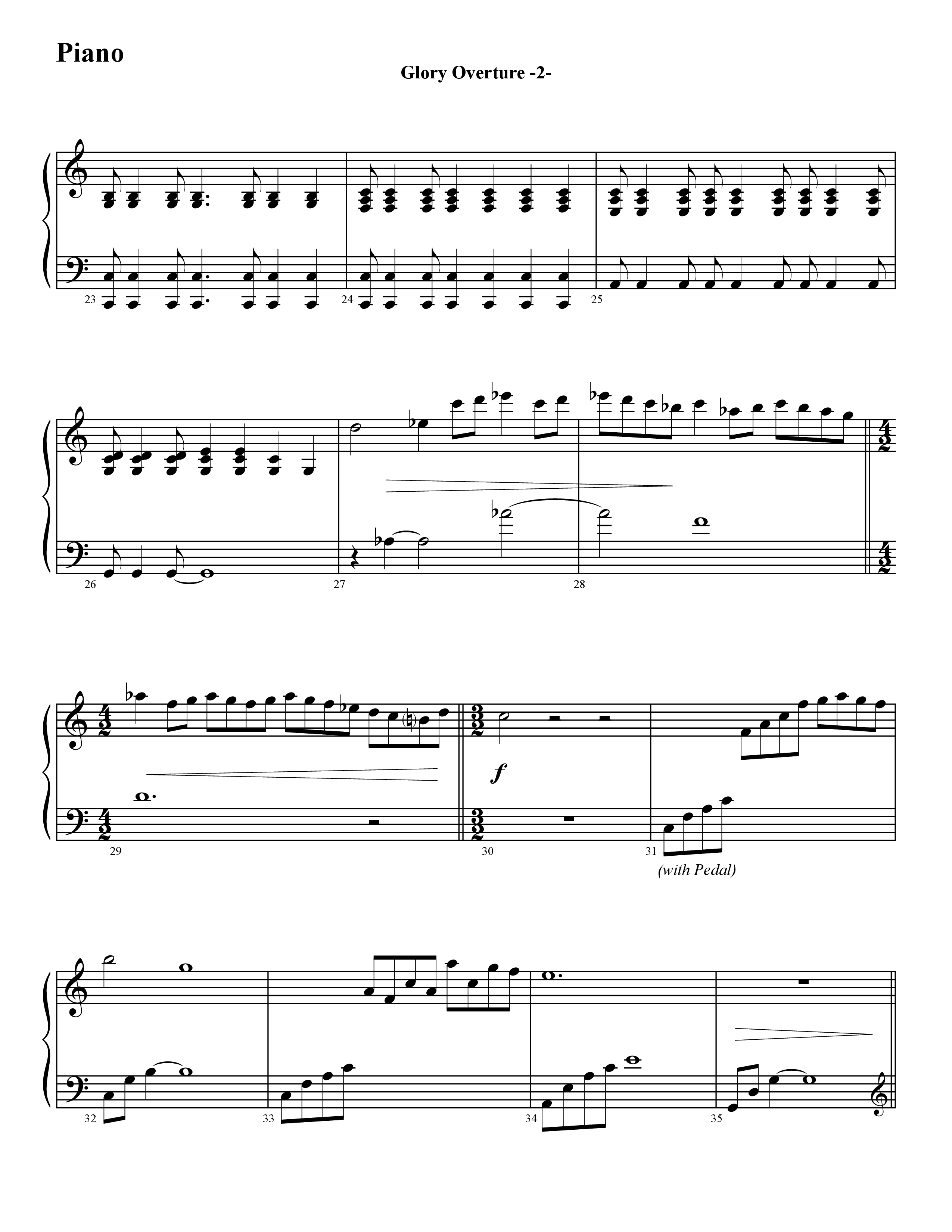 Glory Overture (Instrumental) Piano Sheet (Word Music / Arr. David Hamilton)