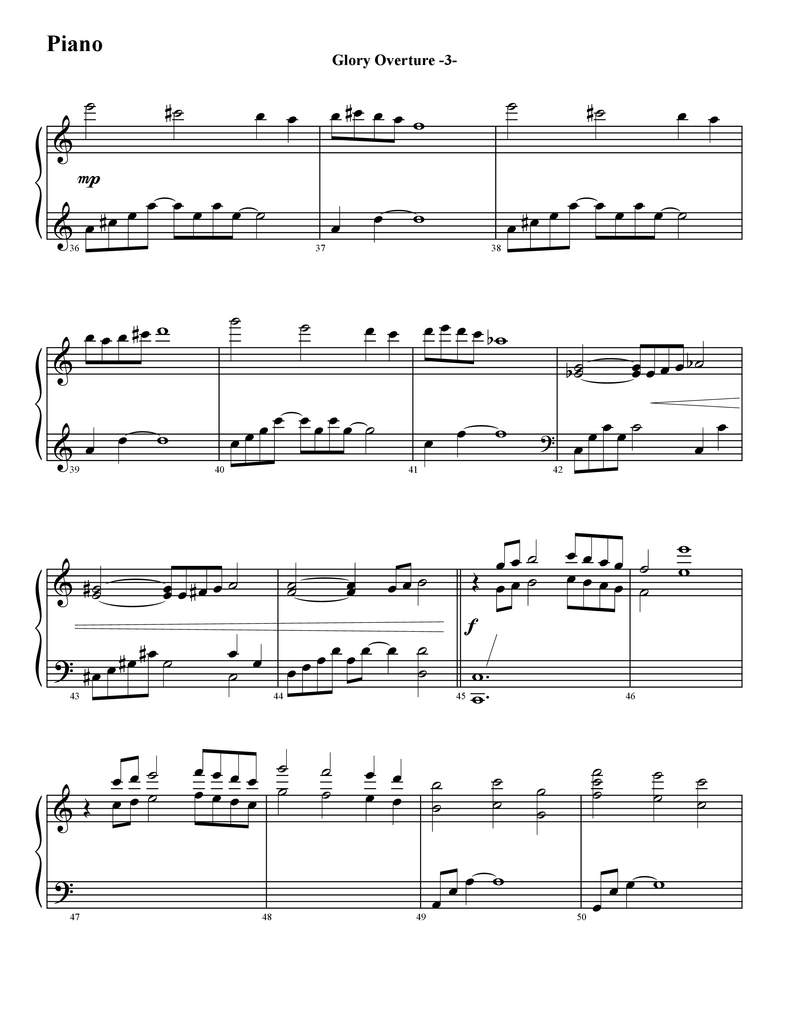 Glory Overture (Instrumental) Piano Sheet (Word Music / Arr. David Hamilton)