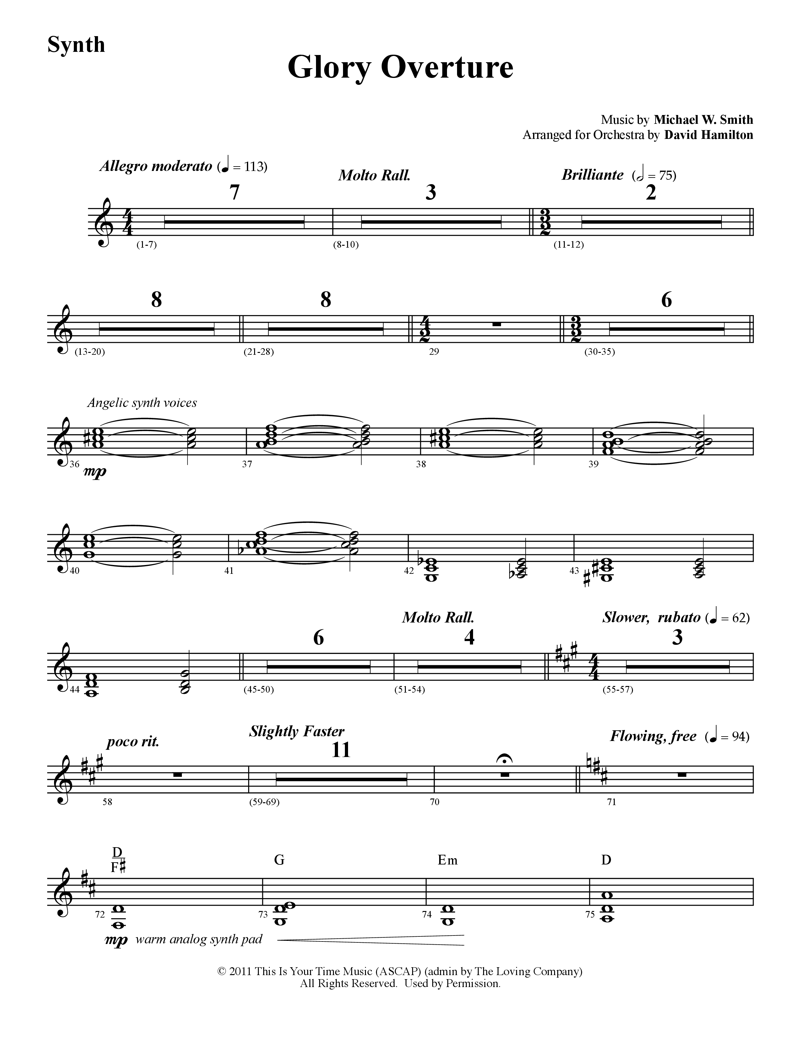 Glory Overture (Instrumental) Synth (Word Music / Arr. David Hamilton)