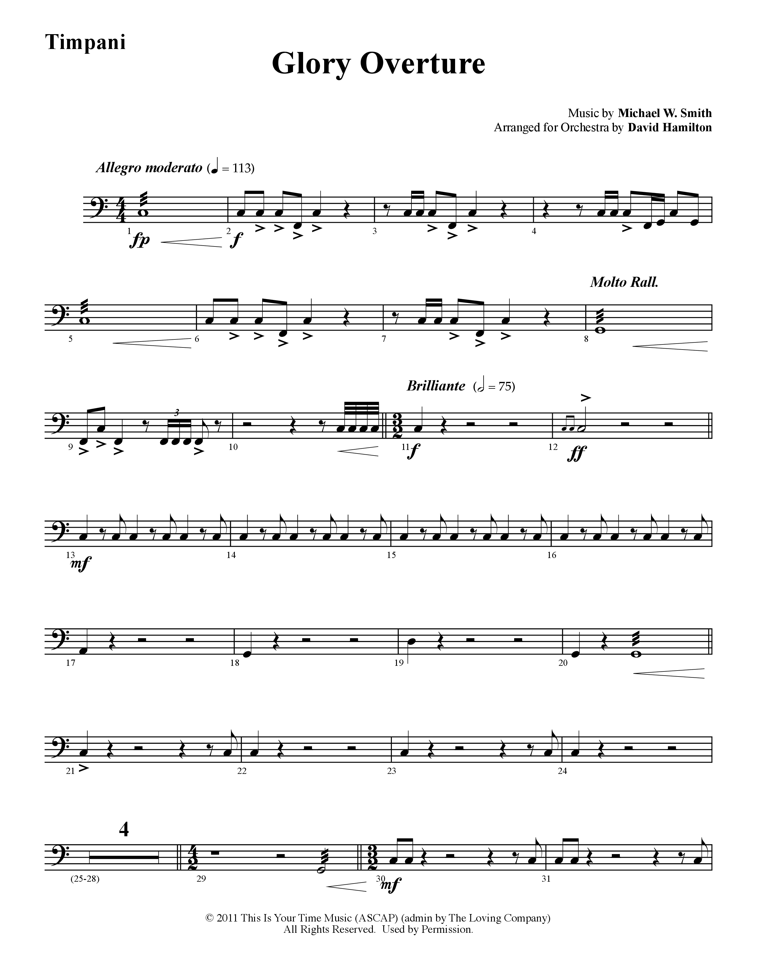 Glory Overture (Instrumental) Timpani (Word Music / Arr. David Hamilton)