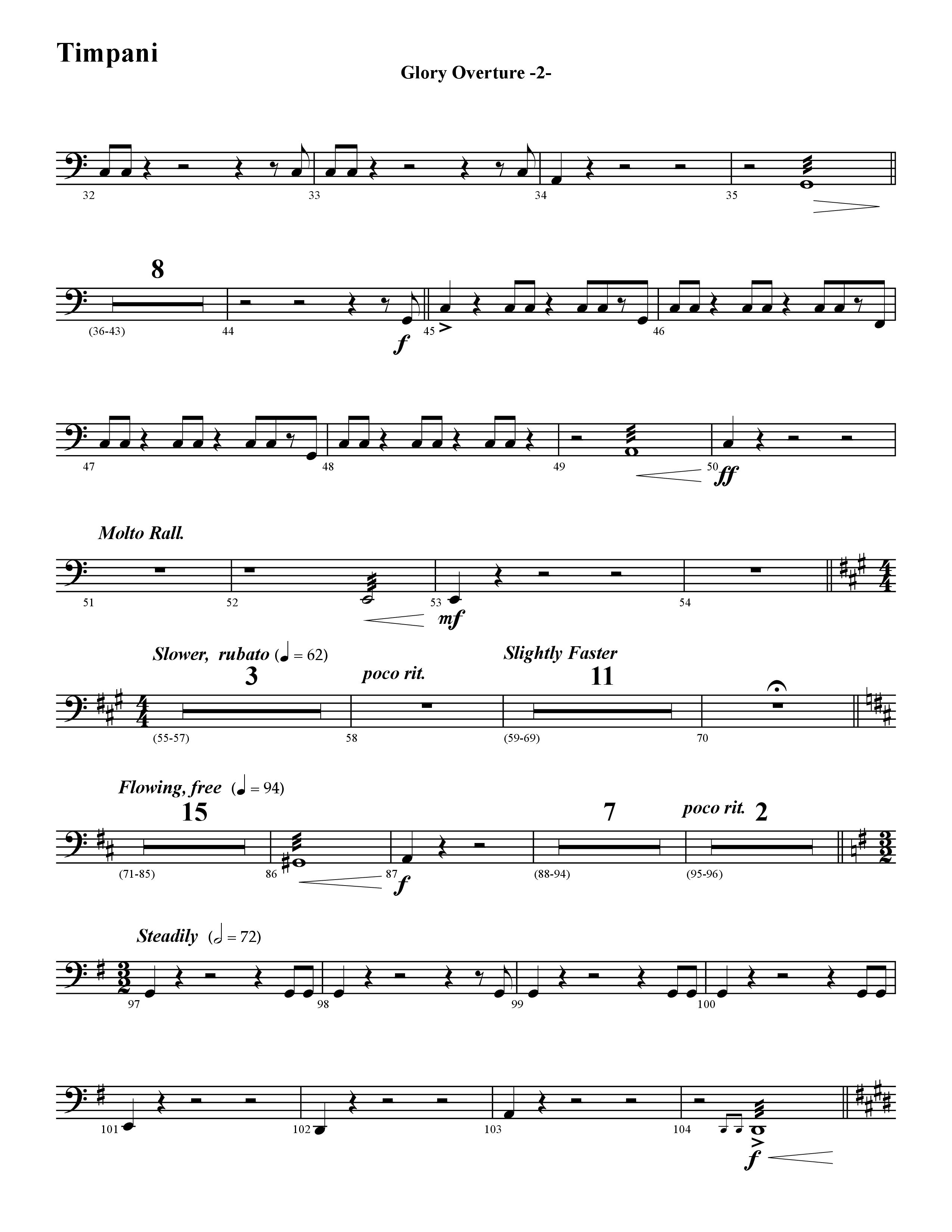Glory Overture (Instrumental) Timpani (Word Music / Arr. David Hamilton)