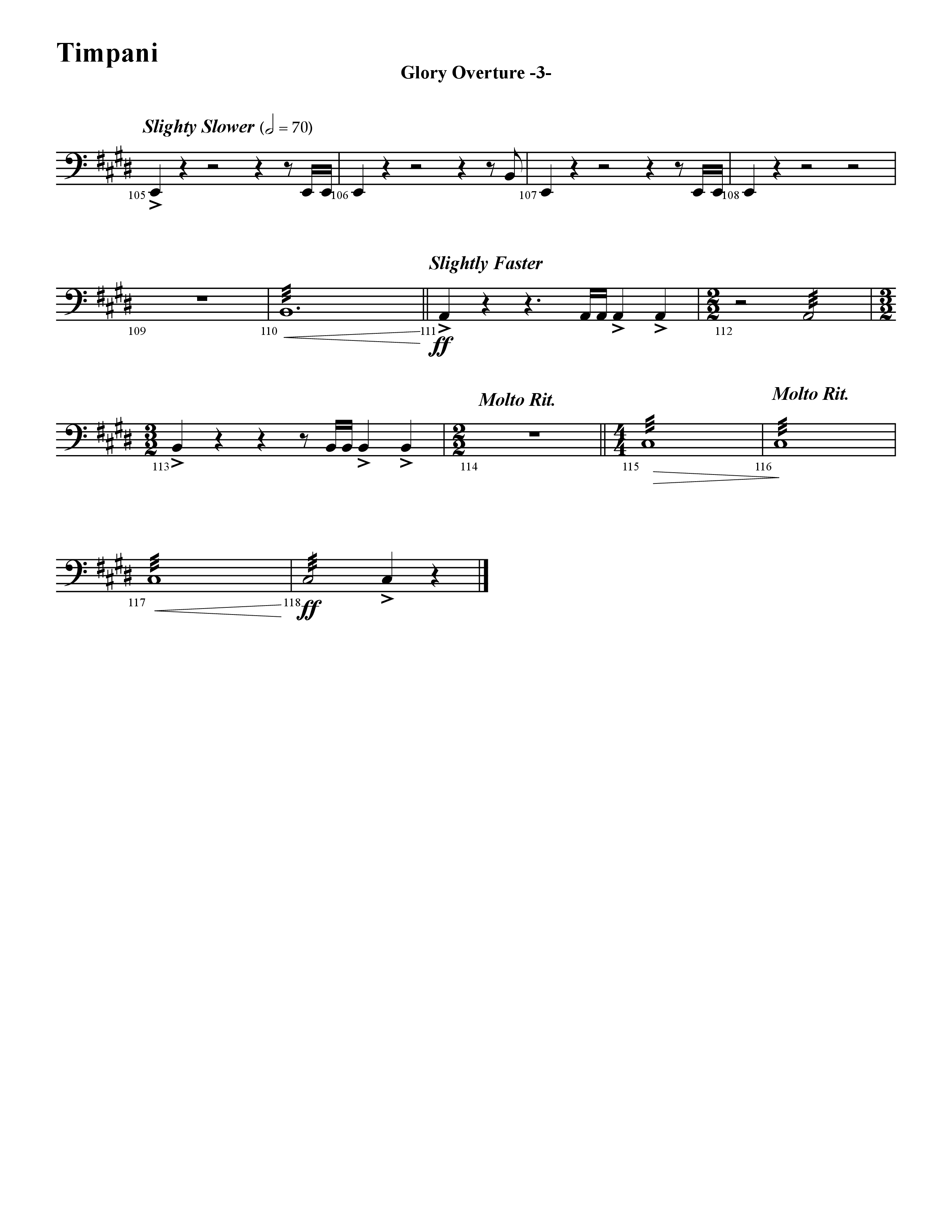 Glory Overture (Instrumental) Timpani (Word Music / Arr. David Hamilton)