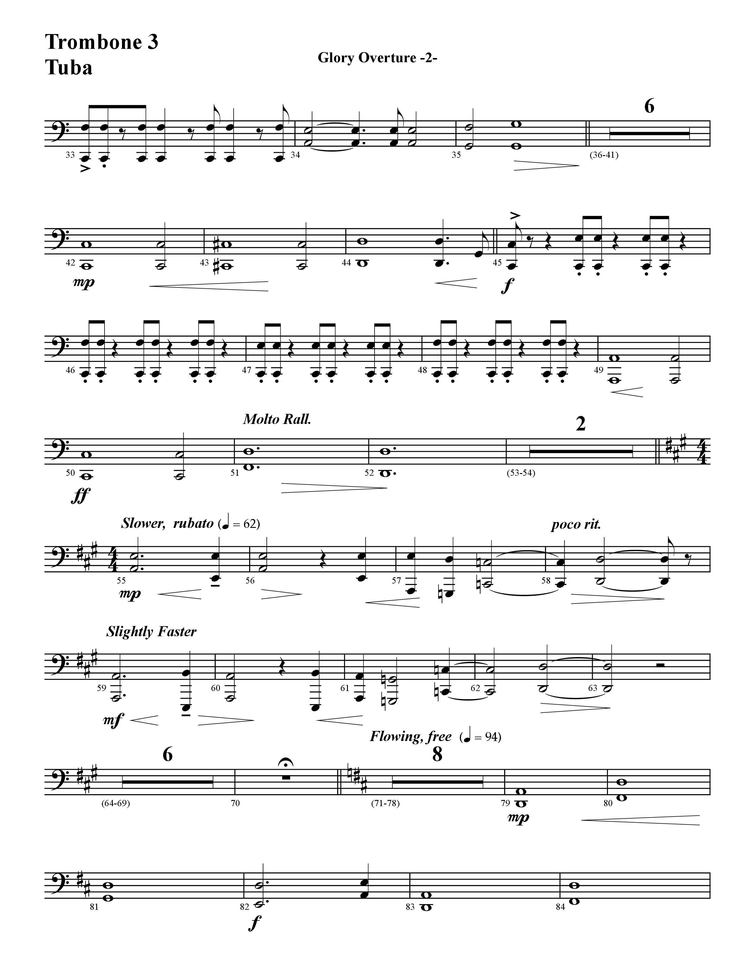 Glory Overture (Instrumental) Trombone 3/Tuba (Word Music / Arr. David Hamilton)