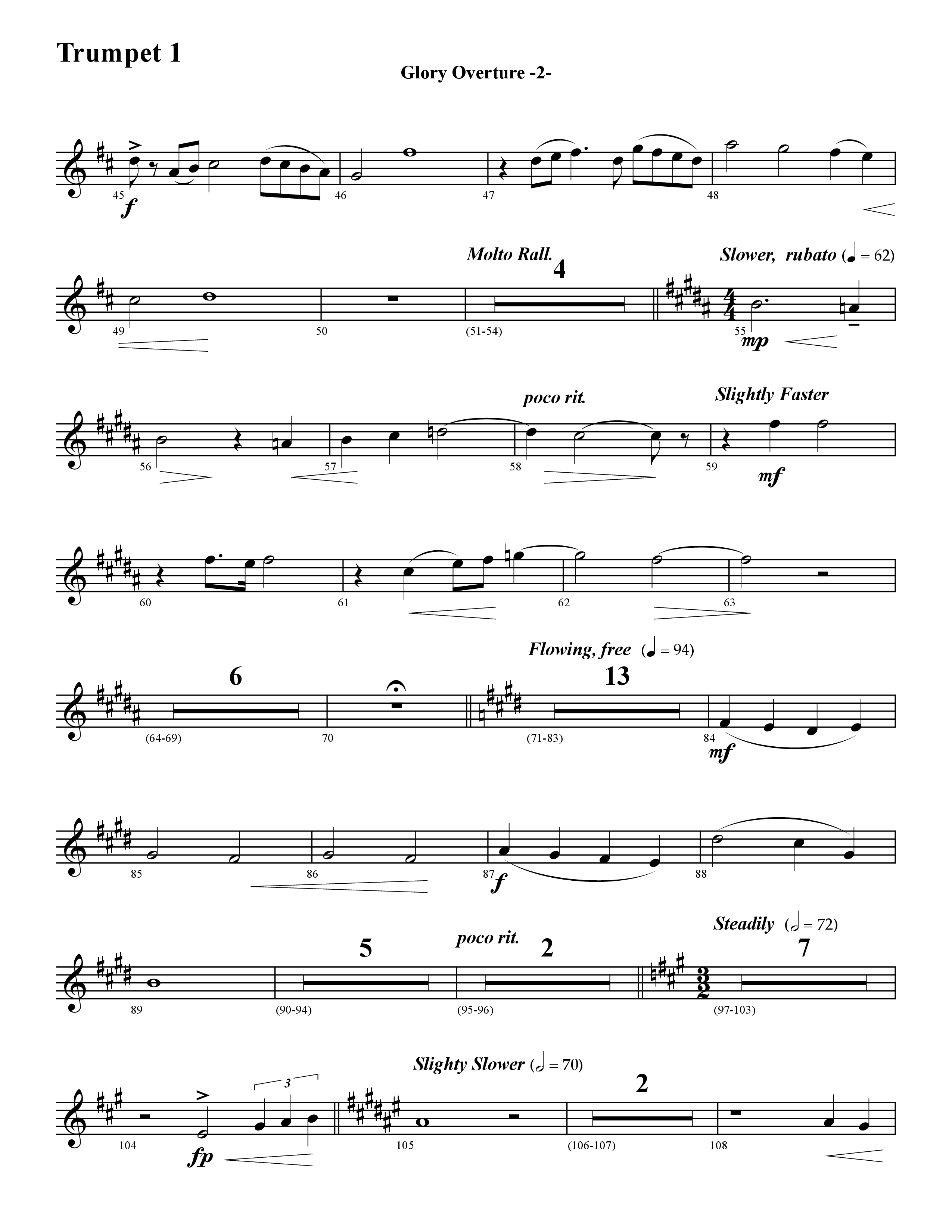 Glory Overture (Instrumental) Trumpet 1 (Word Music / Arr. David Hamilton)