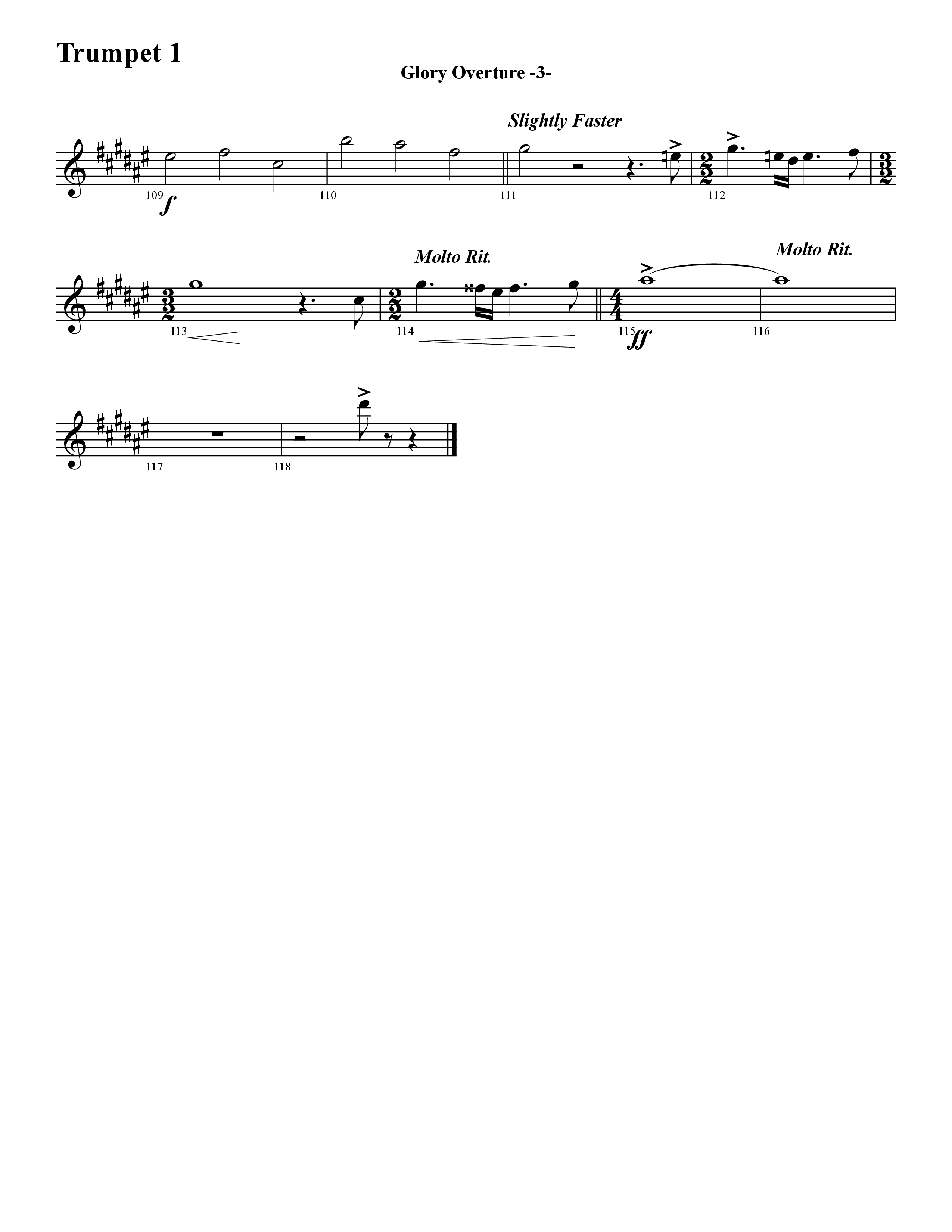 Glory Overture (Instrumental) Trumpet 1 (Word Music / Arr. David Hamilton)
