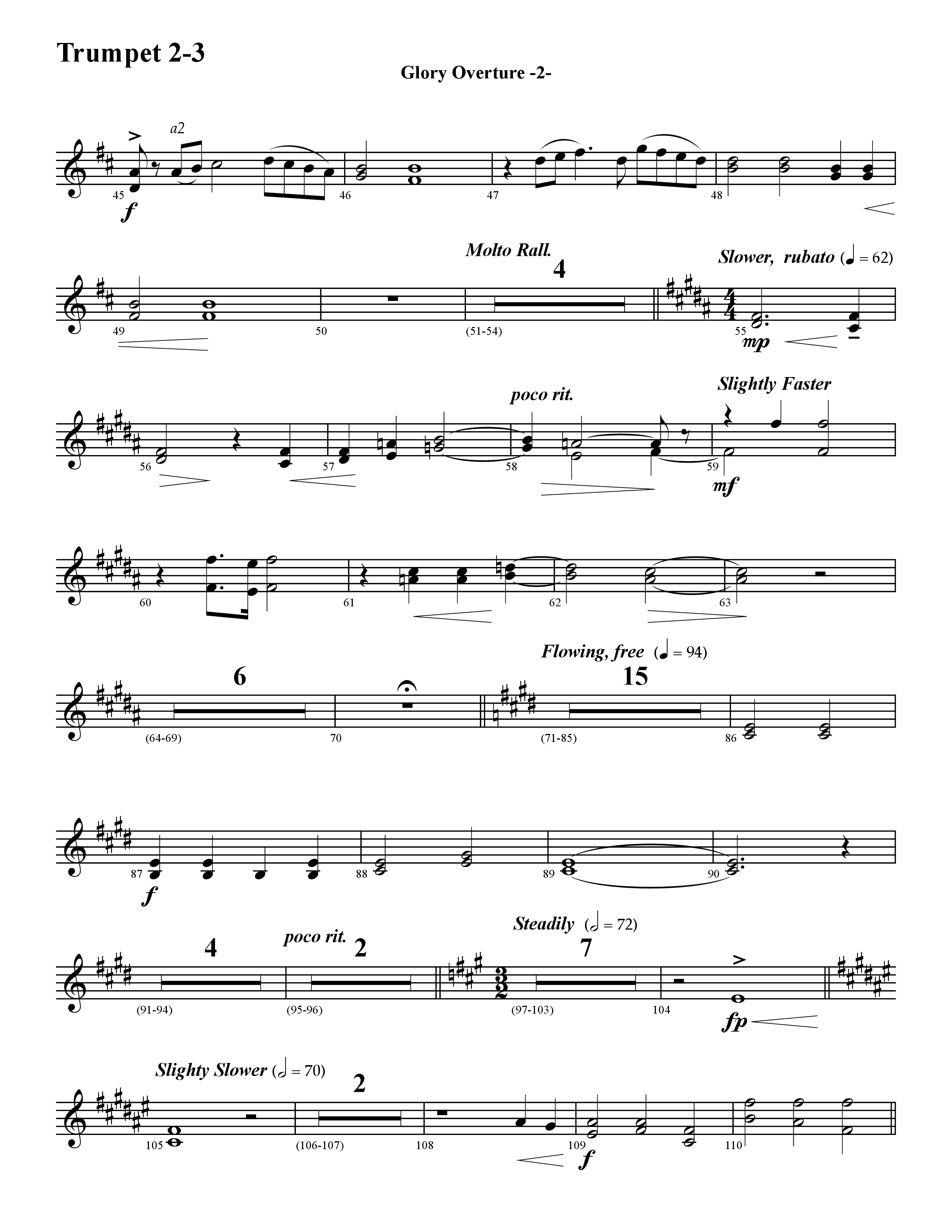 Glory Overture (Instrumental) Trumpet 2/3 (Word Music / Arr. David Hamilton)