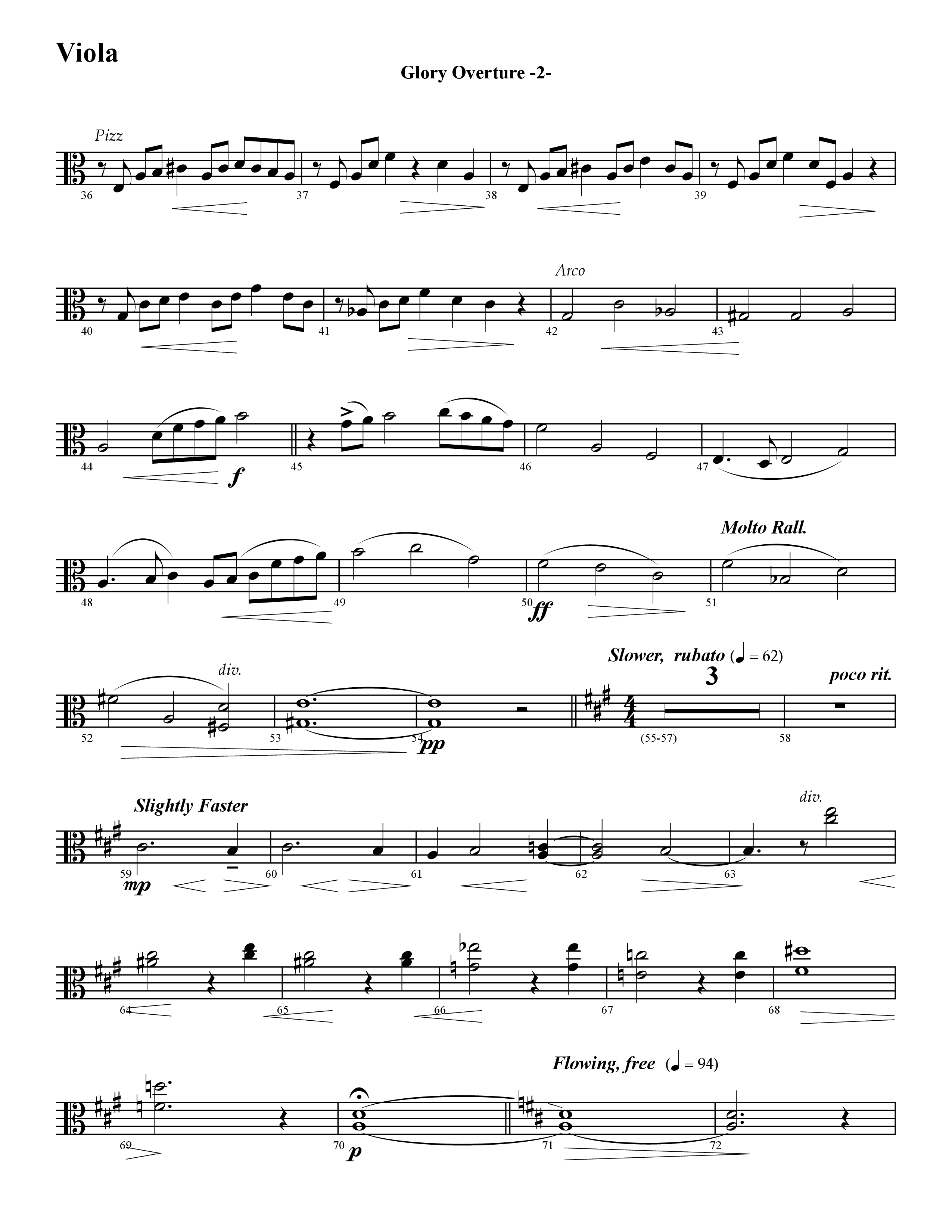 Glory Overture (Instrumental) Viola (Word Music / Arr. David Hamilton)
