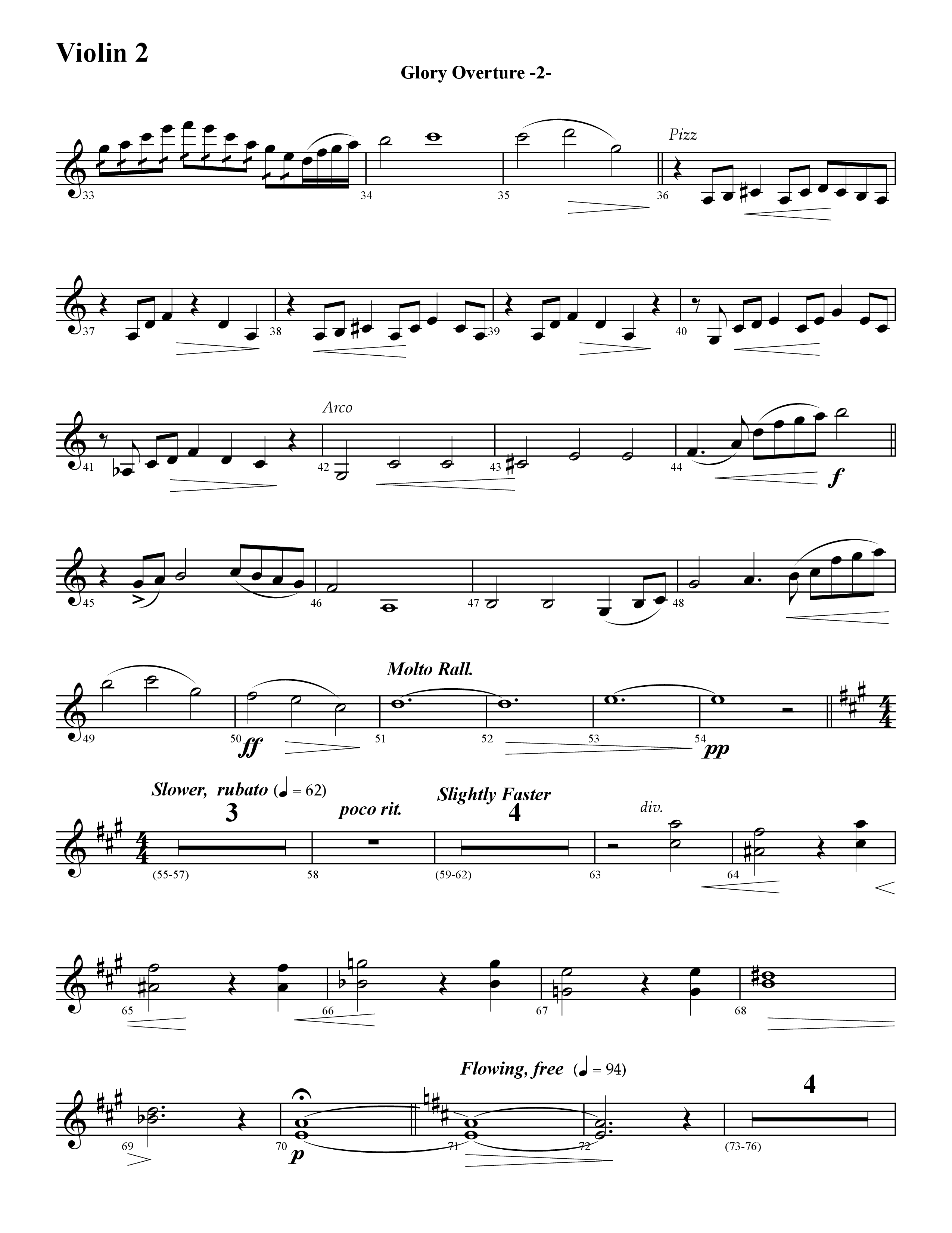 Glory Overture (Instrumental) Violin 2 (Word Music / Arr. David Hamilton)