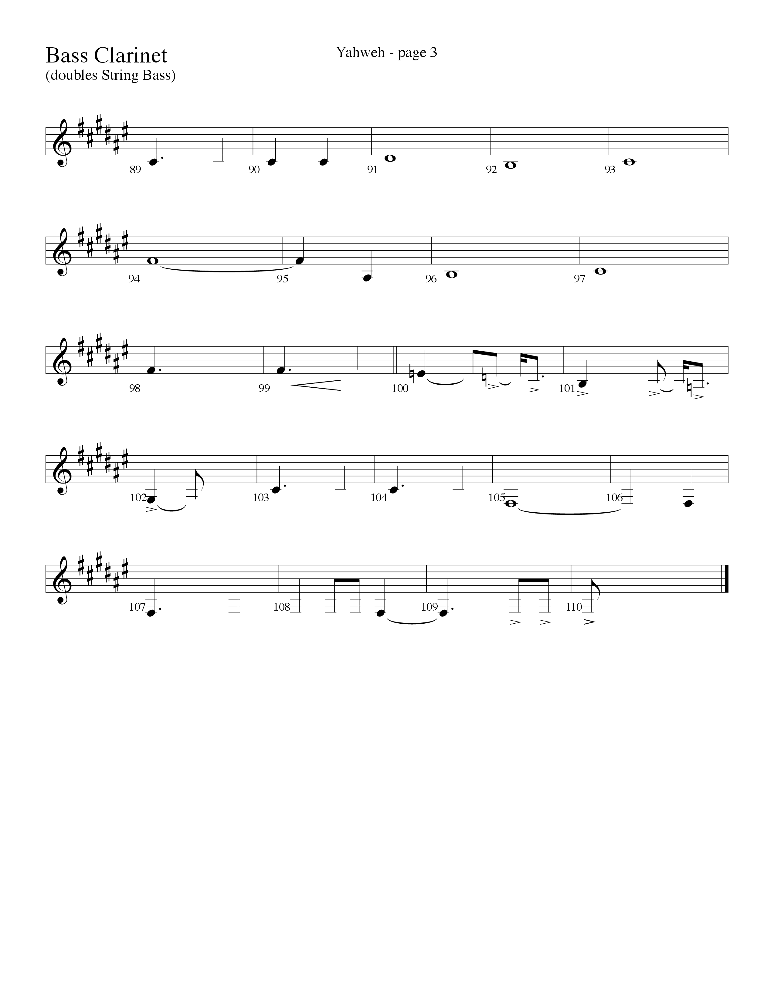 Yahweh (Choral Anthem SATB) Bass Clarinet (Word Music Choral / Arr. Lari Goss)