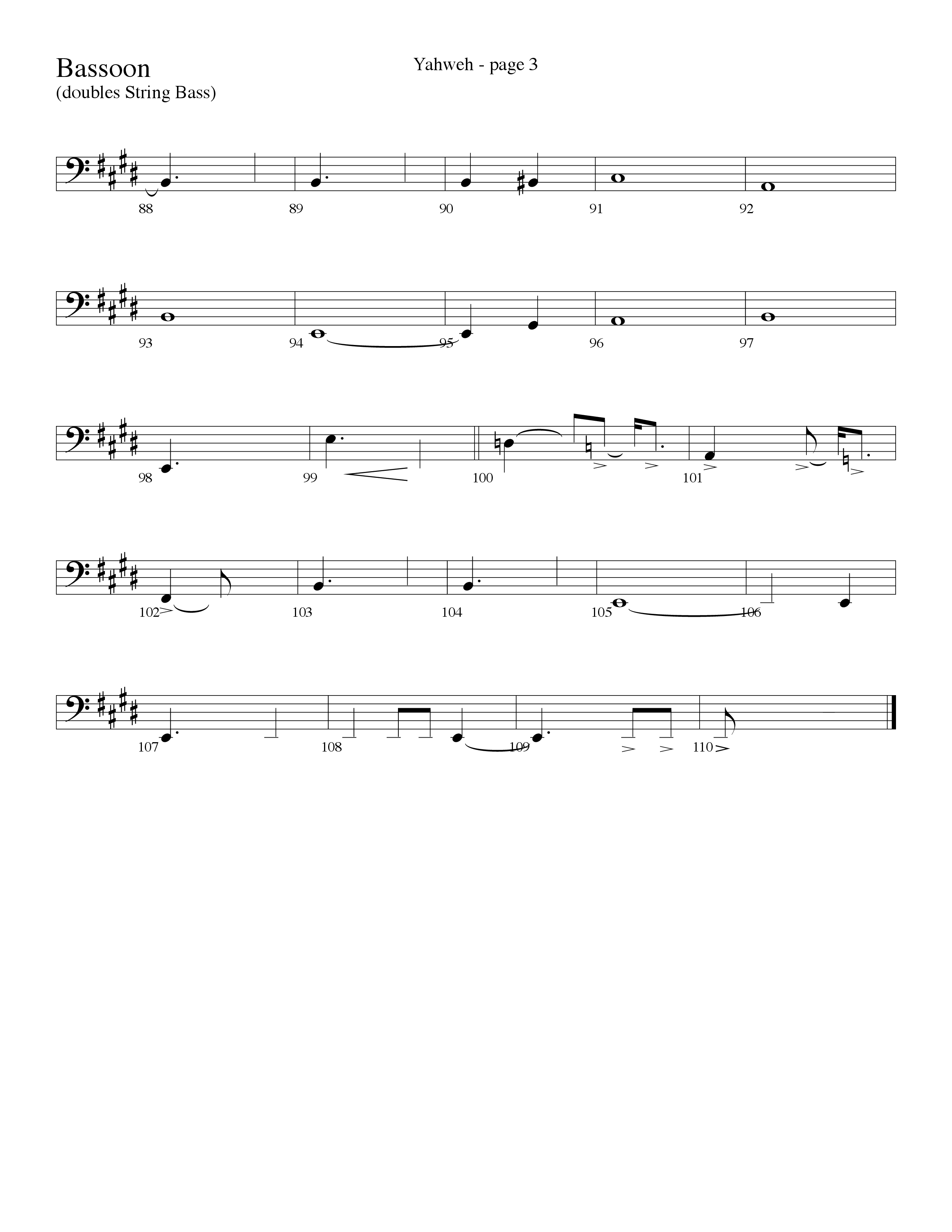 Yahweh (Choral Anthem SATB) Bassoon (Word Music Choral / Arr. Lari Goss)