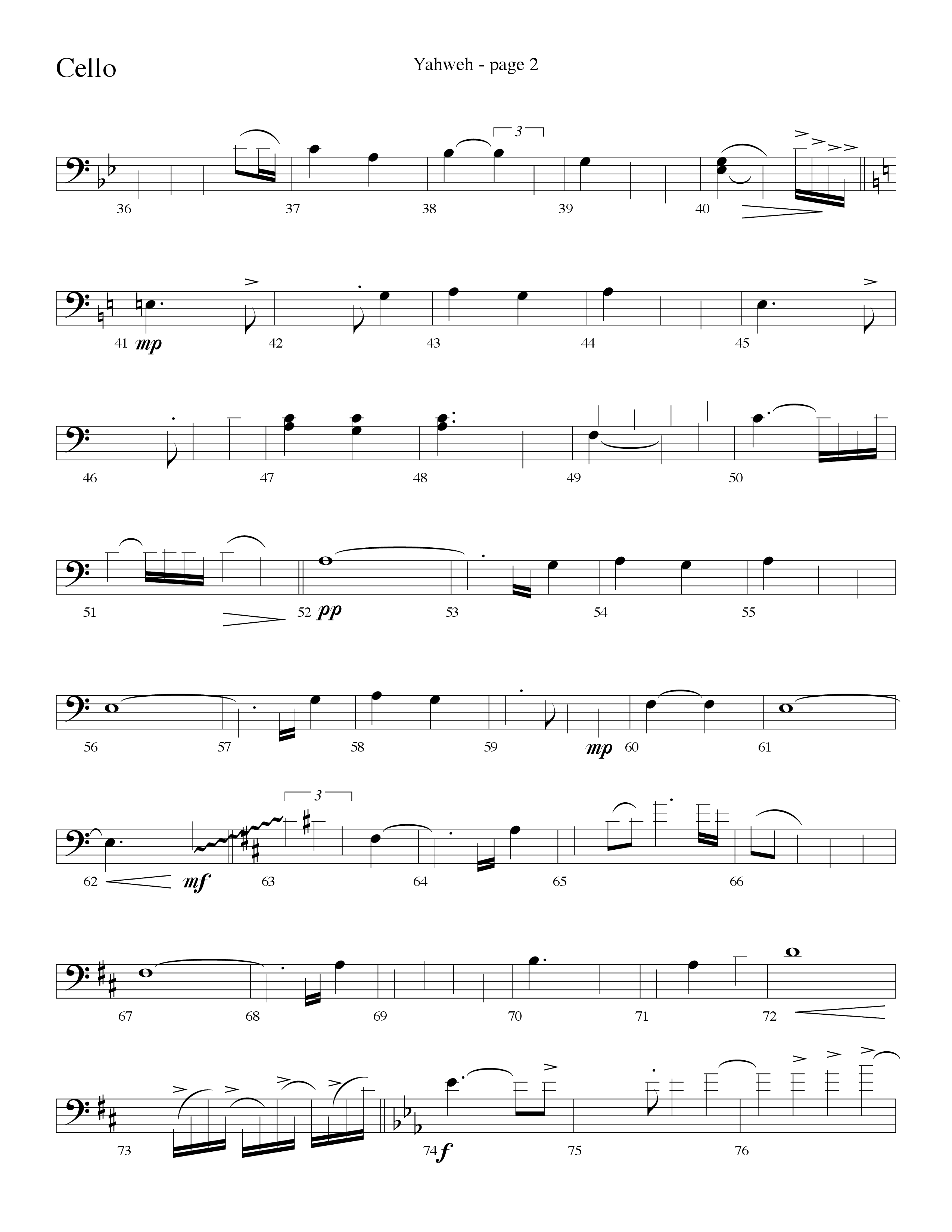 Yahweh (Choral Anthem SATB) Cello (Word Music Choral / Arr. Lari Goss)