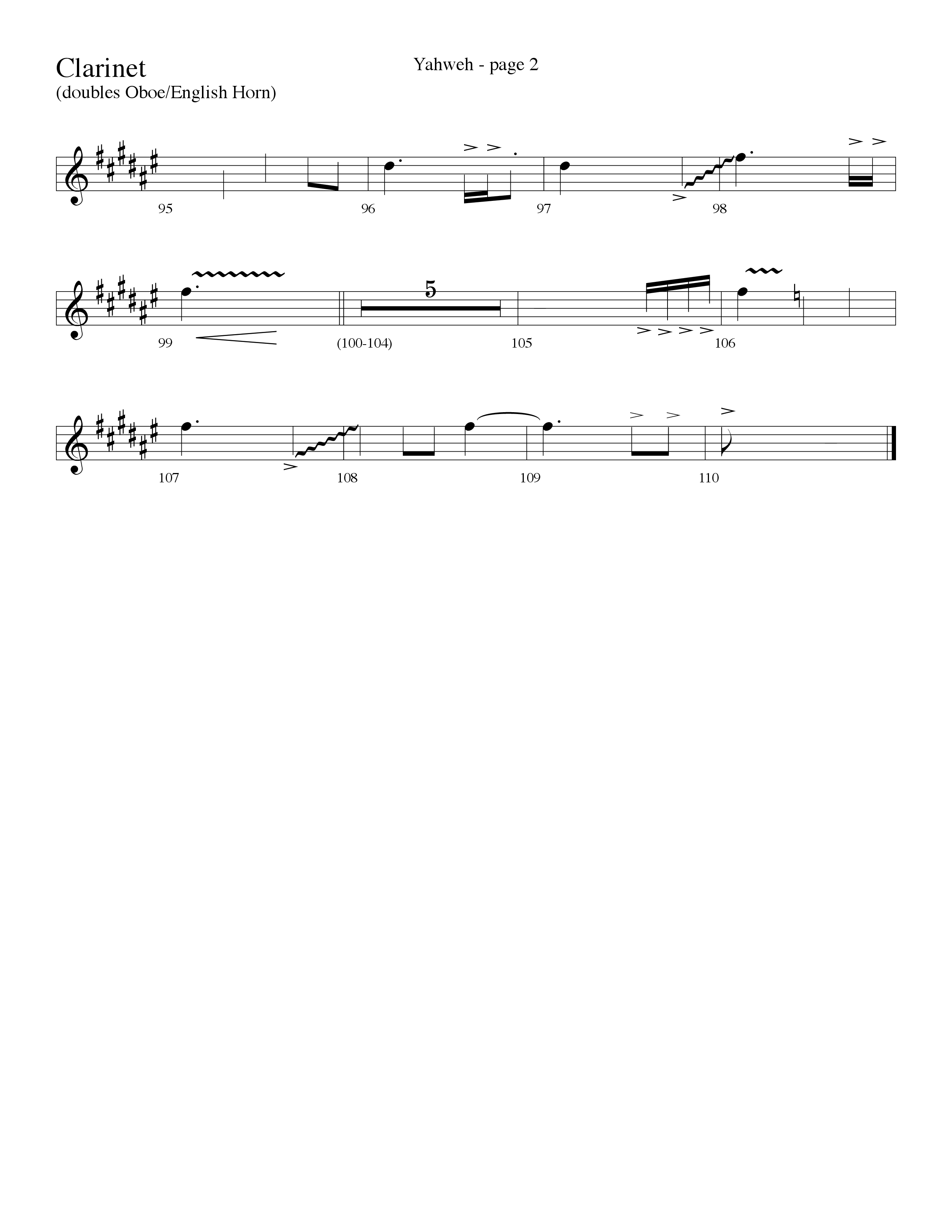 Yahweh (Choral Anthem SATB) Clarinet (Word Music Choral / Arr. Lari Goss)