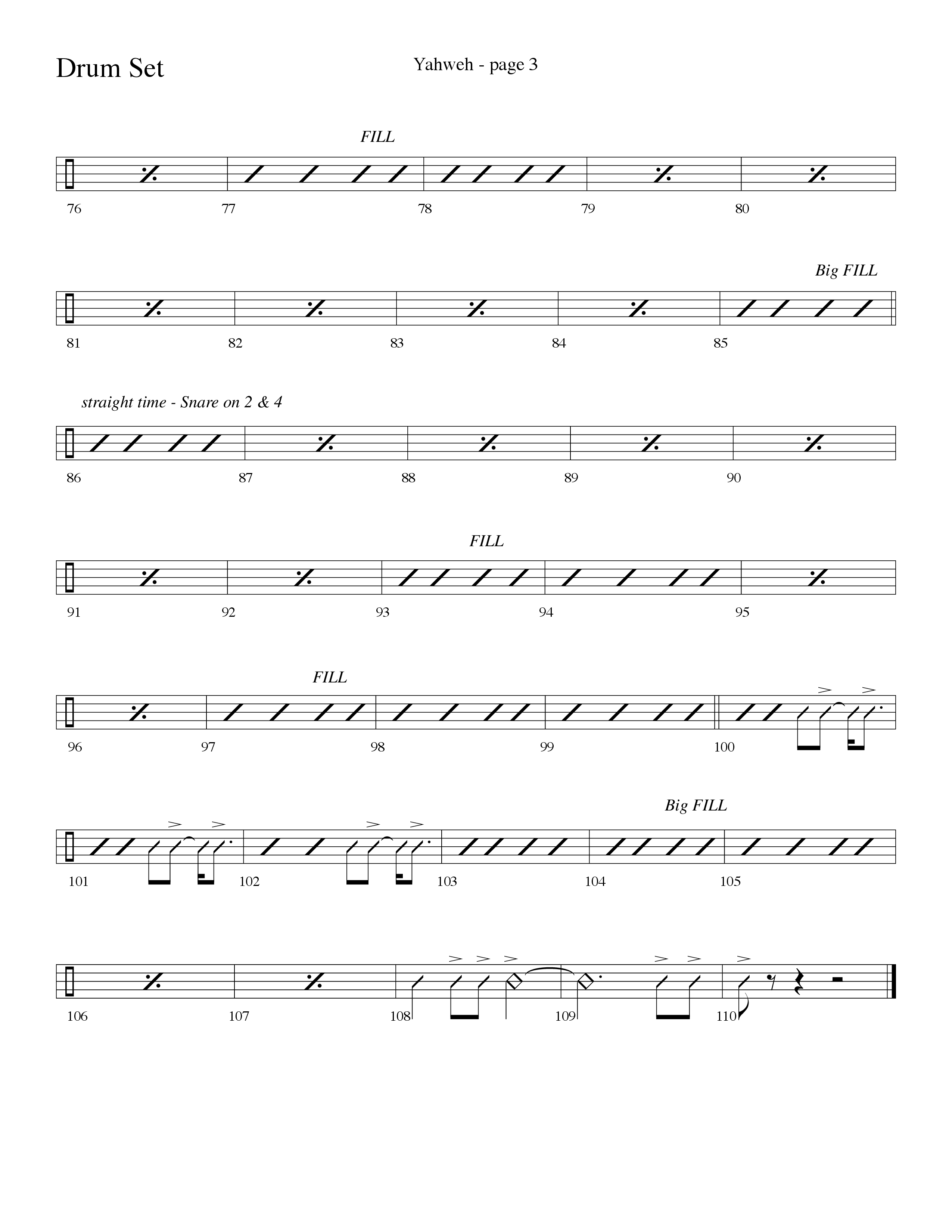 Yahweh (Choral Anthem SATB) Drum Set (Word Music Choral / Arr. Lari Goss)