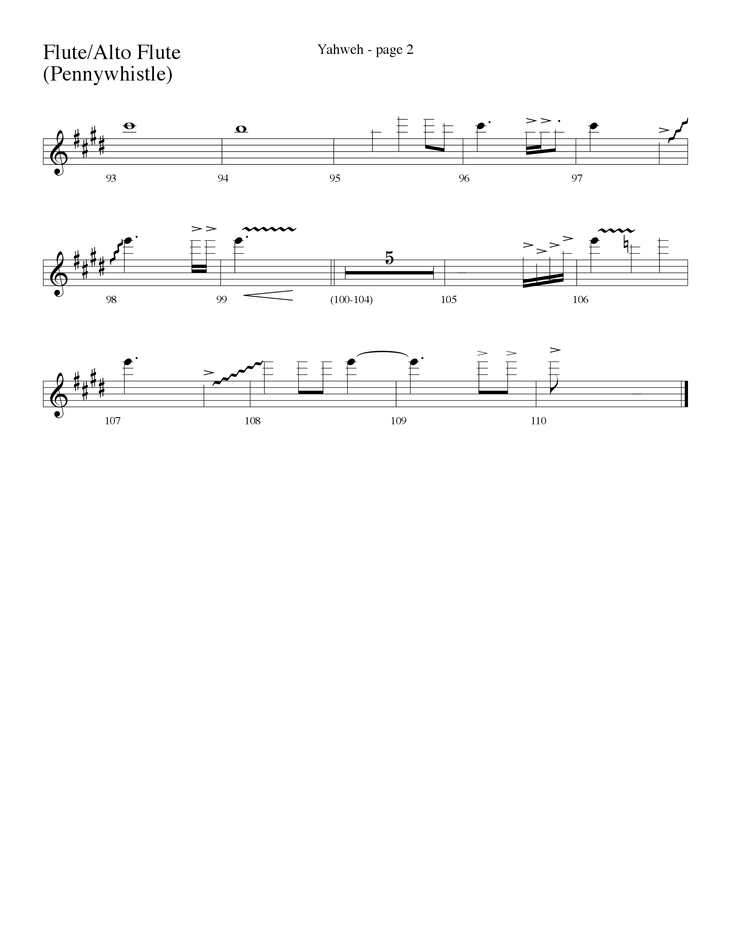 Yahweh (Choral Anthem SATB) Flute (Word Music Choral / Arr. Lari Goss)