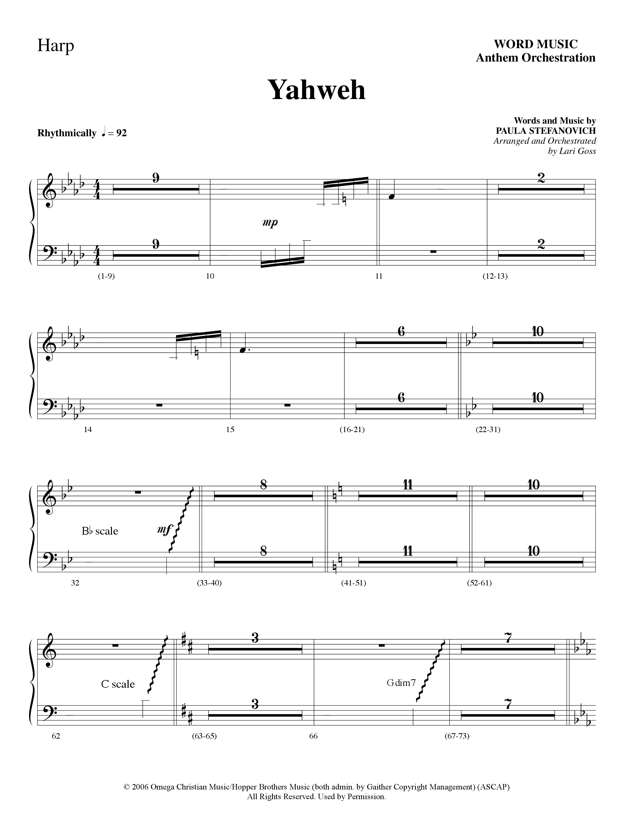 Yahweh (Choral Anthem SATB) Harp (Word Music Choral / Arr. Lari Goss)
