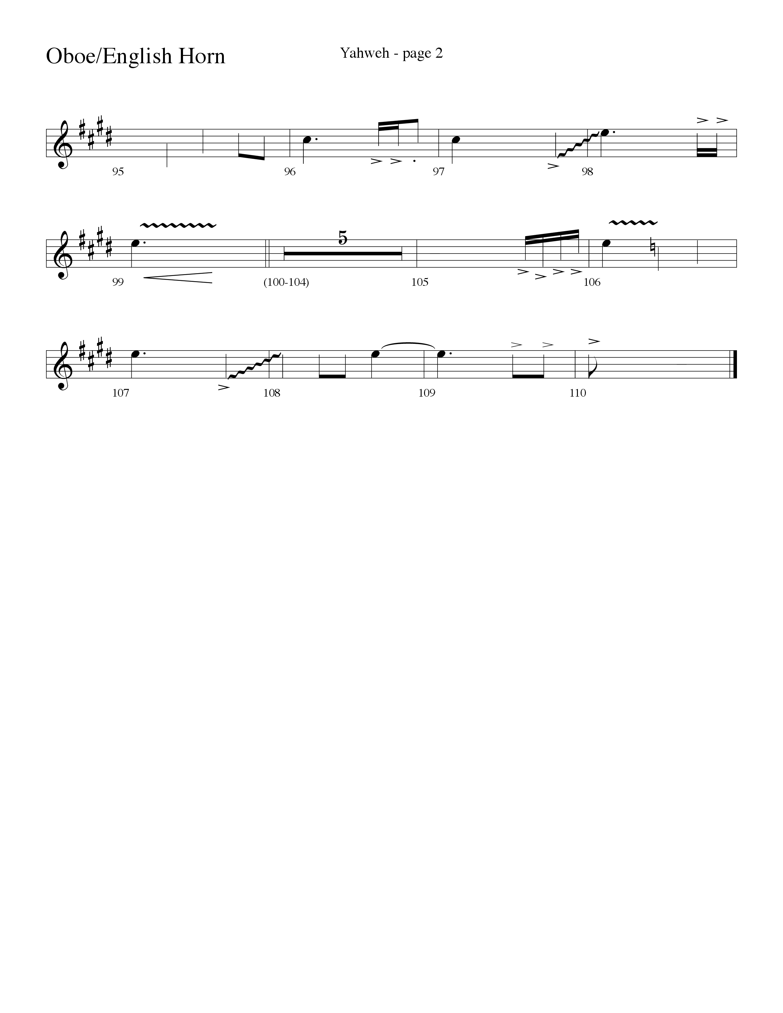 Yahweh (Choral Anthem SATB) Oboe (Word Music Choral / Arr. Lari Goss)