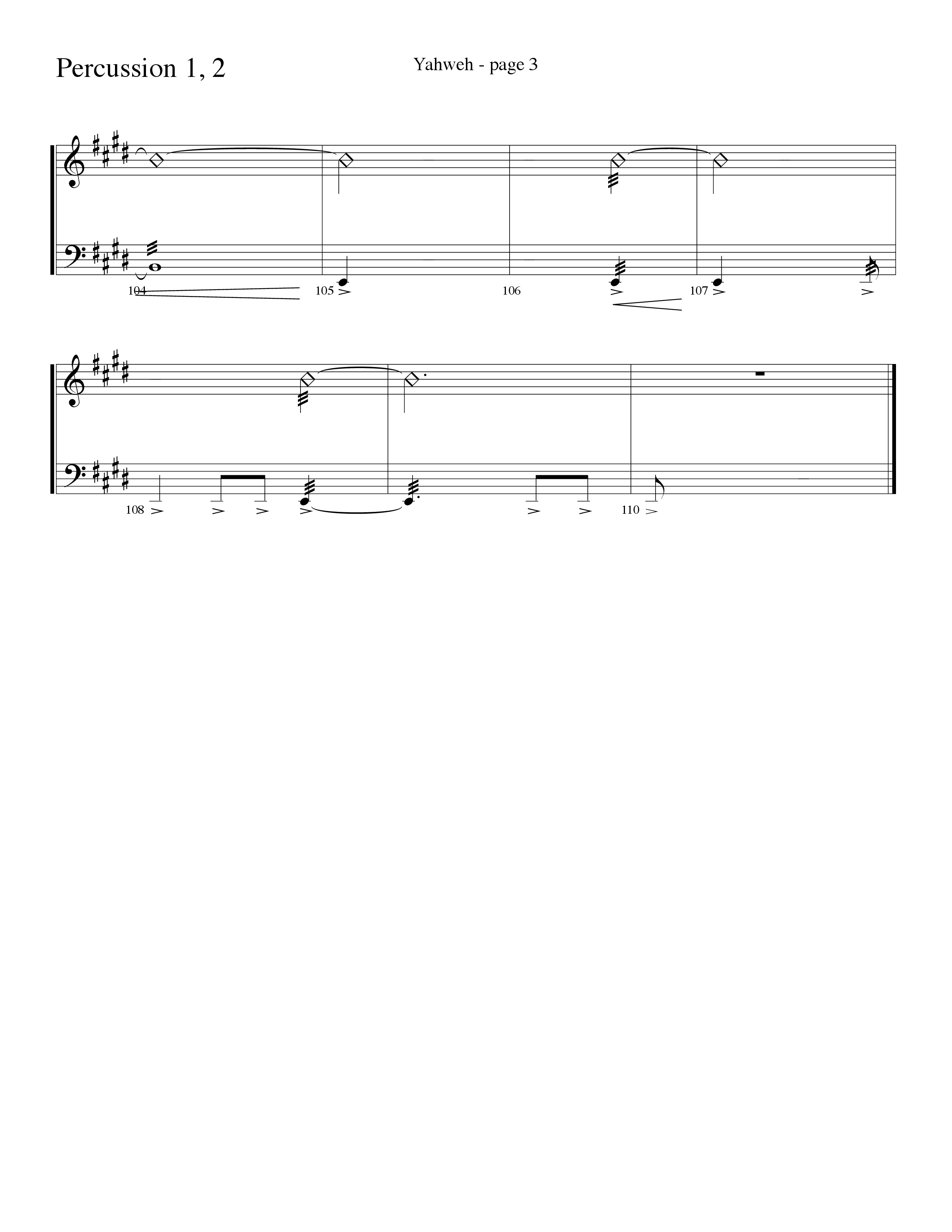 Yahweh (Choral Anthem SATB) Percussion 1/2 (Word Music Choral / Arr. Lari Goss)