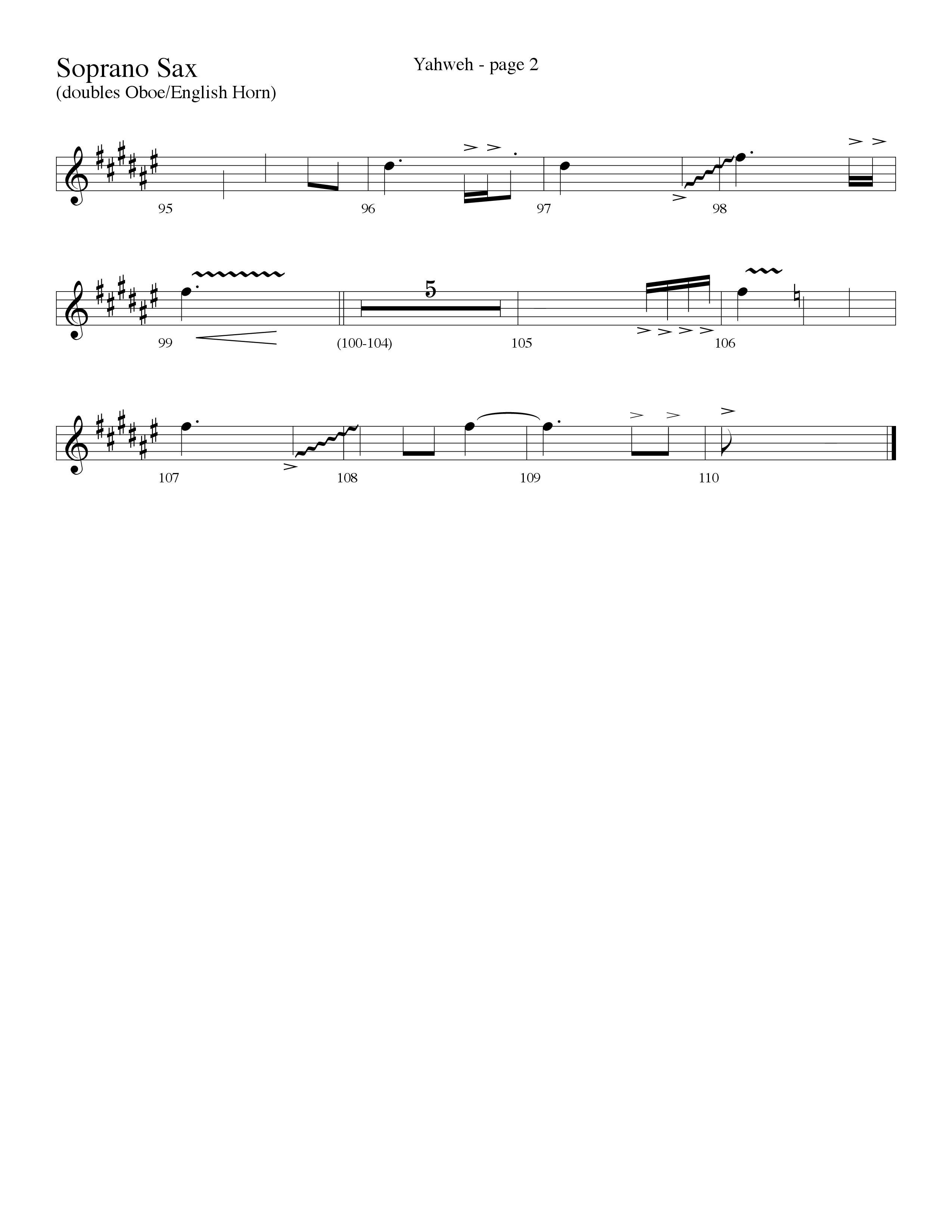 Yahweh (Choral Anthem SATB) Soprano Sax (Word Music Choral / Arr. Lari Goss)