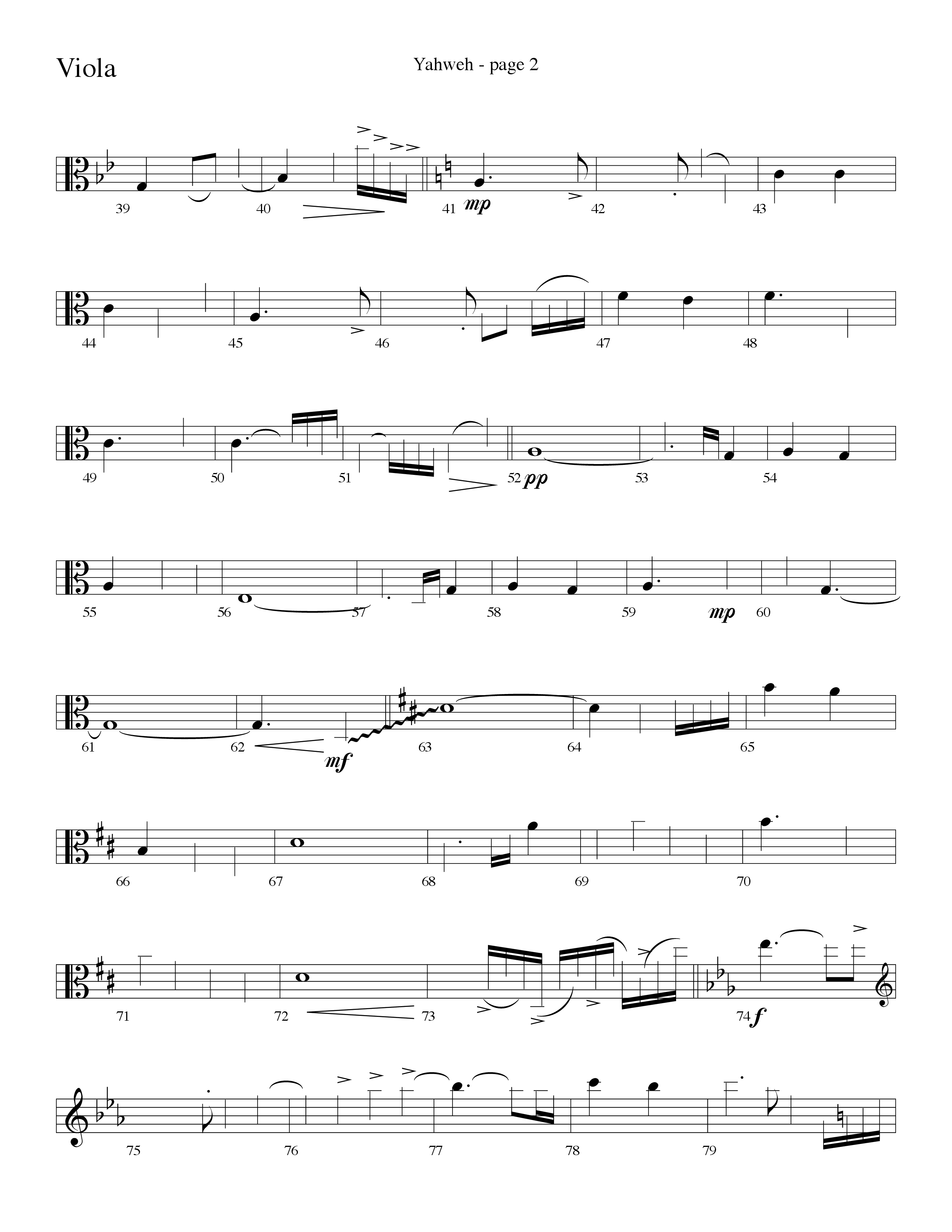Yahweh (Choral Anthem SATB) Viola (Word Music Choral / Arr. Lari Goss)