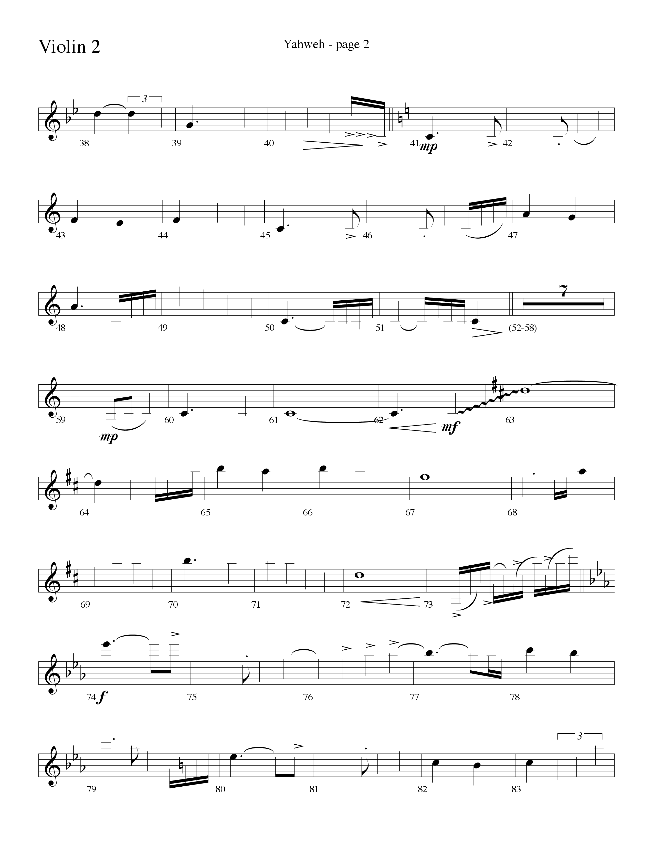 Yahweh (Choral Anthem SATB) Violin 2 (Word Music Choral / Arr. Lari Goss)