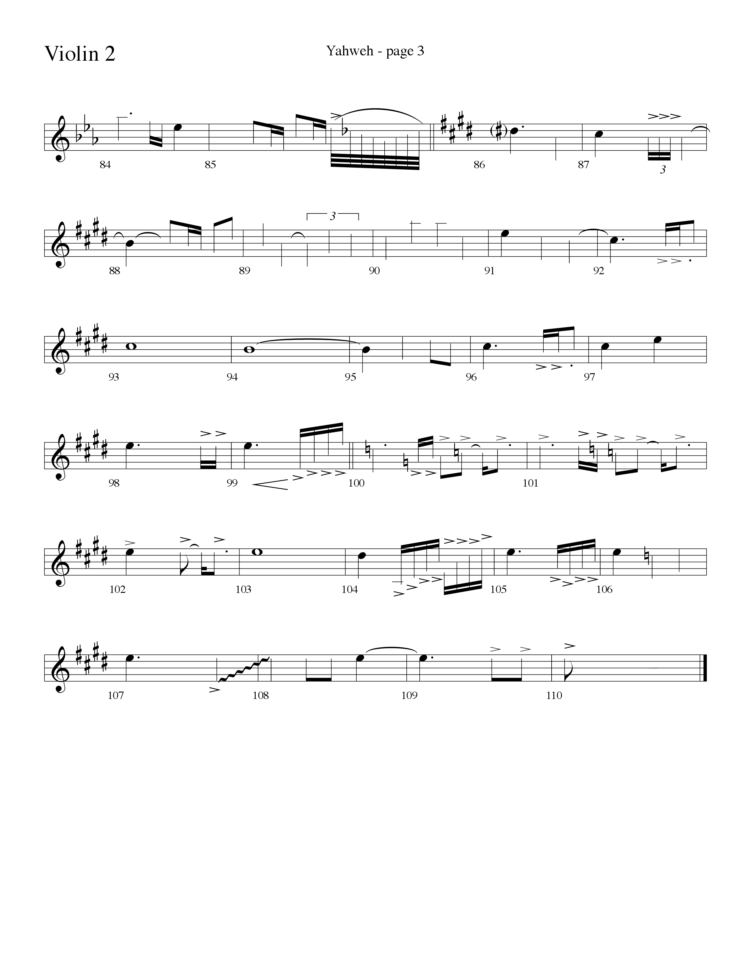 Yahweh (Choral Anthem SATB) Violin 2 (Word Music Choral / Arr. Lari Goss)