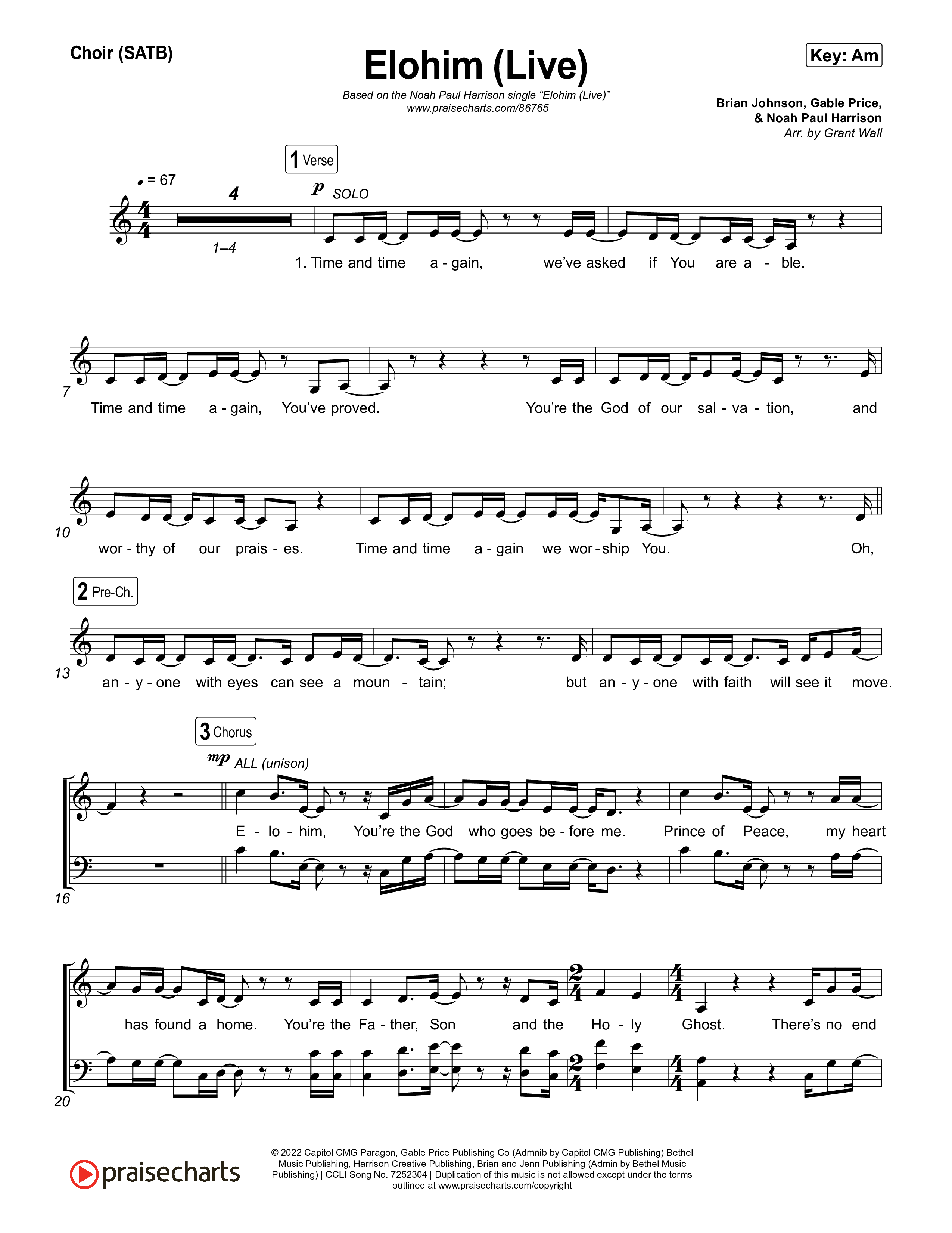Elohim (Live) Choir Sheet (SATB) (Noah Paul Harrison)