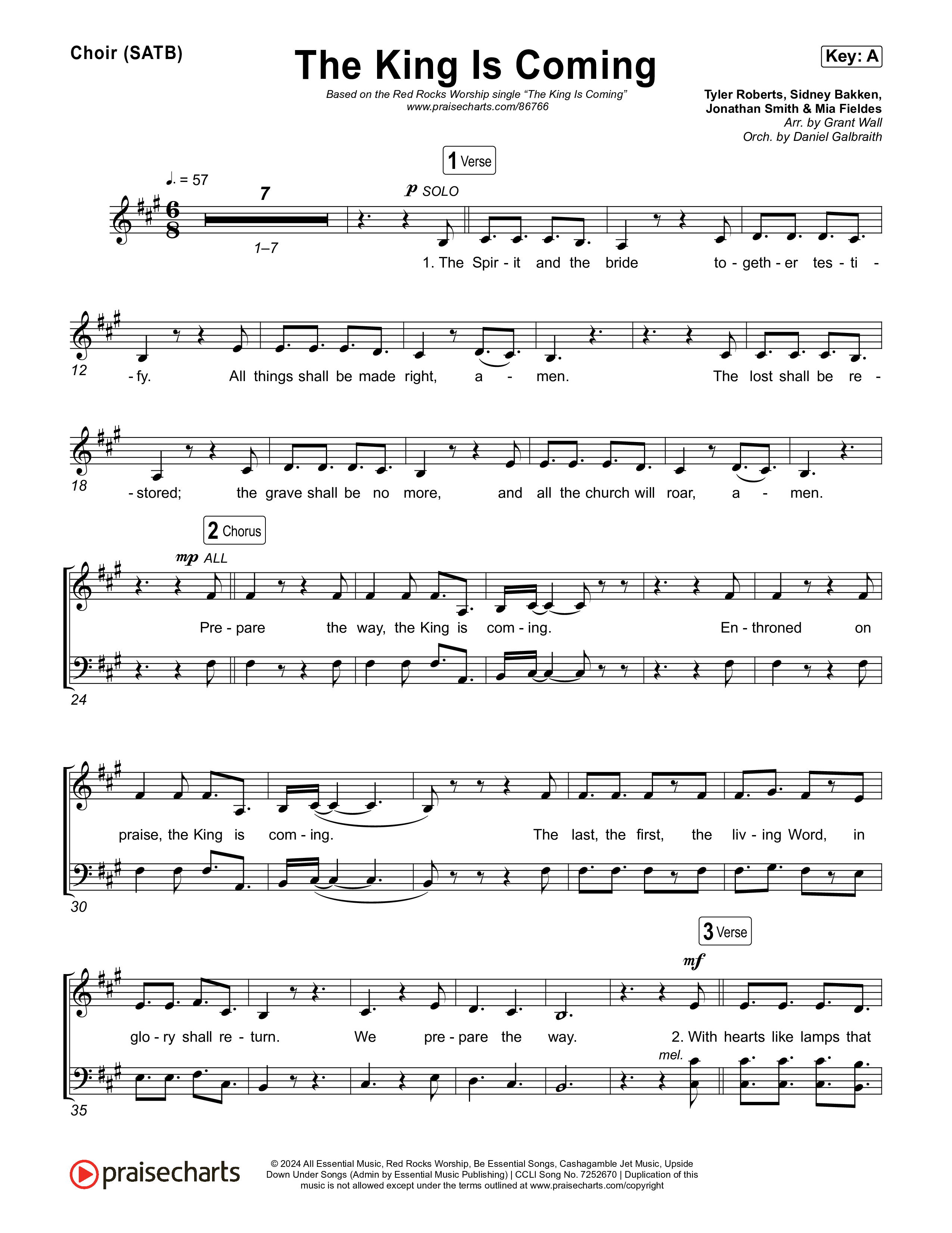 The King Is Coming (Live) Choir Sheet (SATB) (Red Rocks Worship)