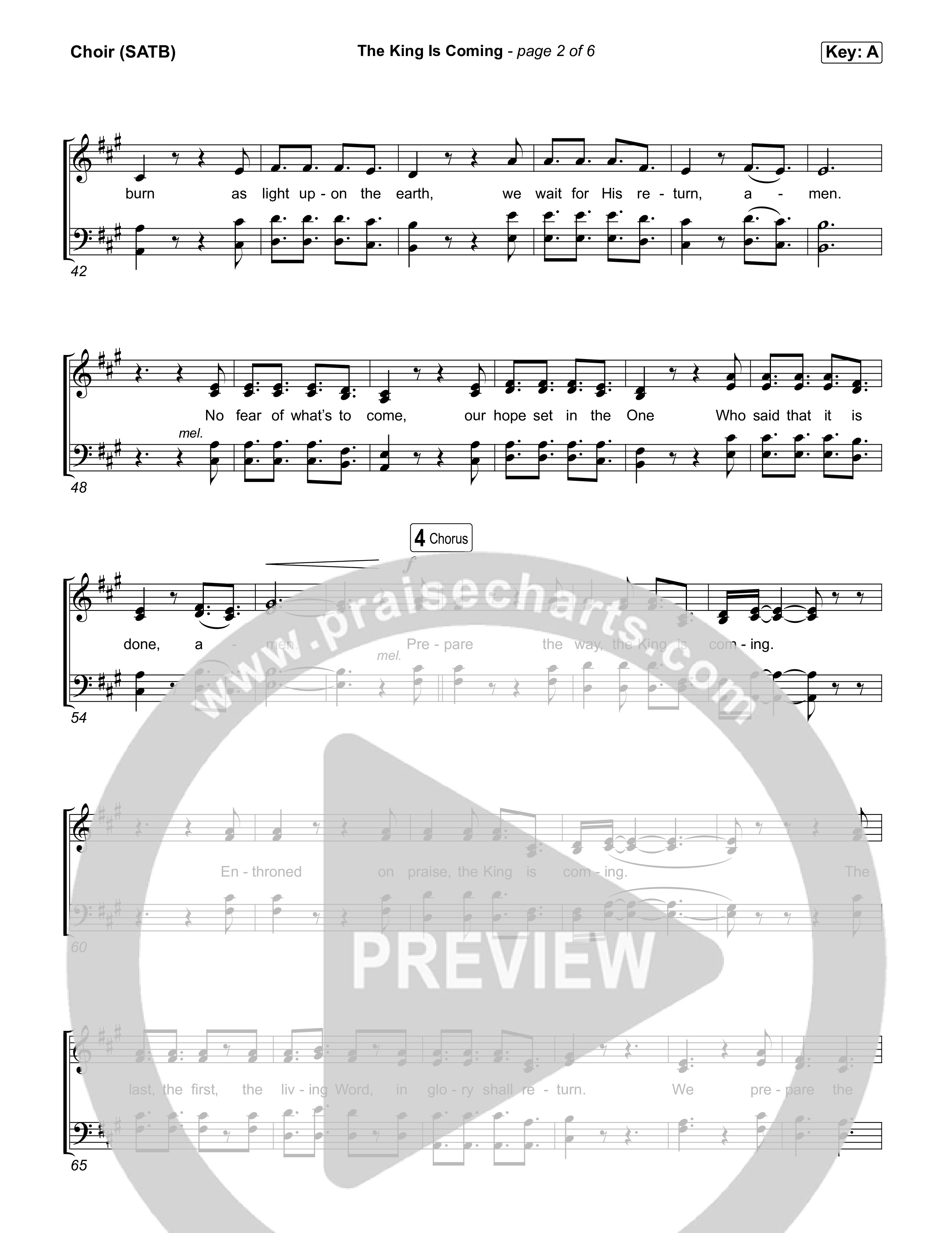 The King Is Coming (Live) Choir Sheet (SATB) (Red Rocks Worship)