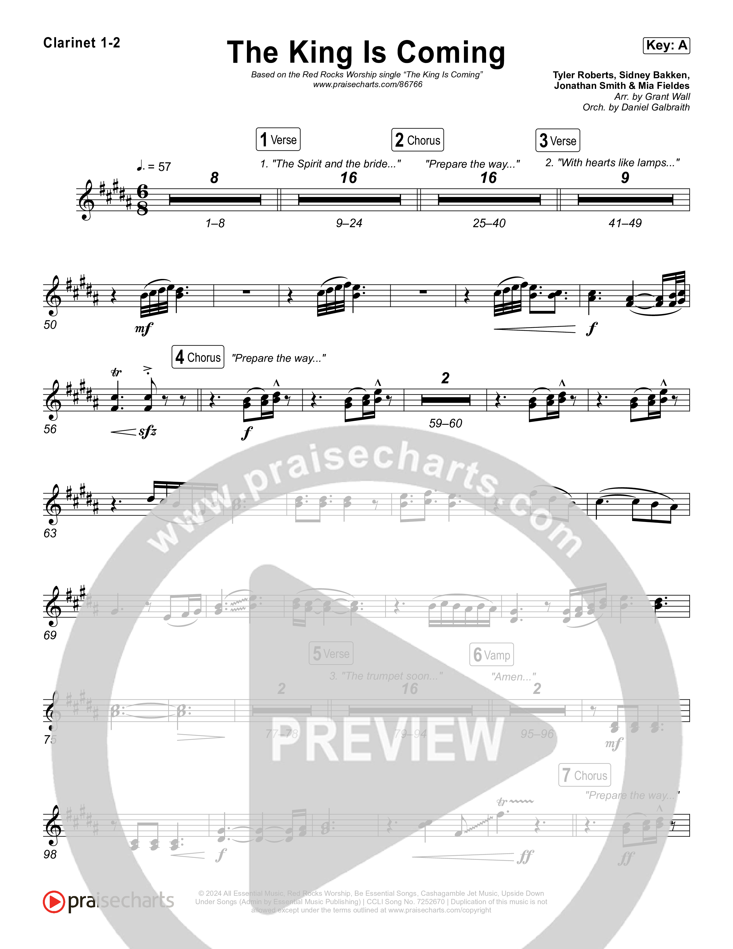 The King Is Coming (Live) Clarinet 1,2 (Red Rocks Worship)