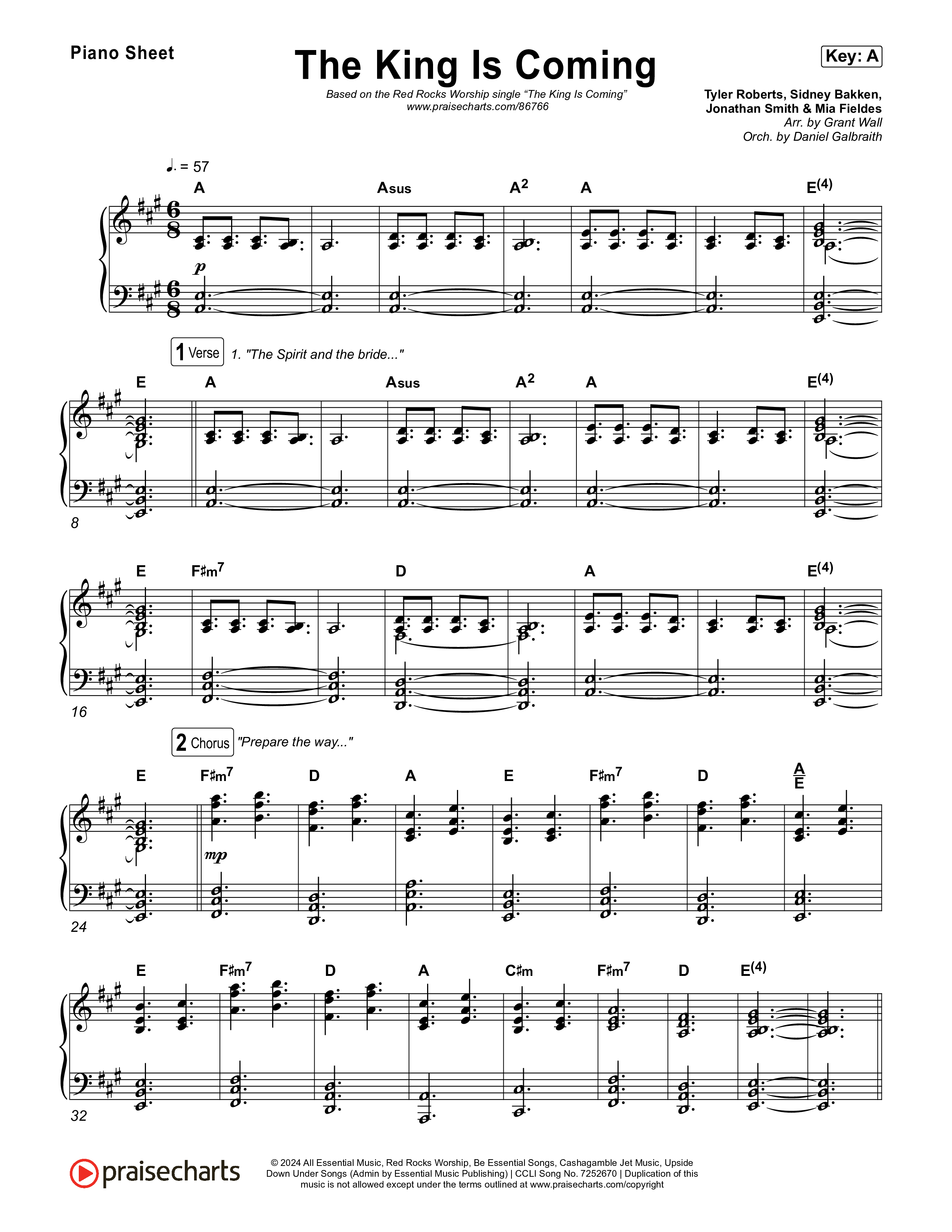 The King Is Coming (Live) Piano Sheet (Red Rocks Worship)