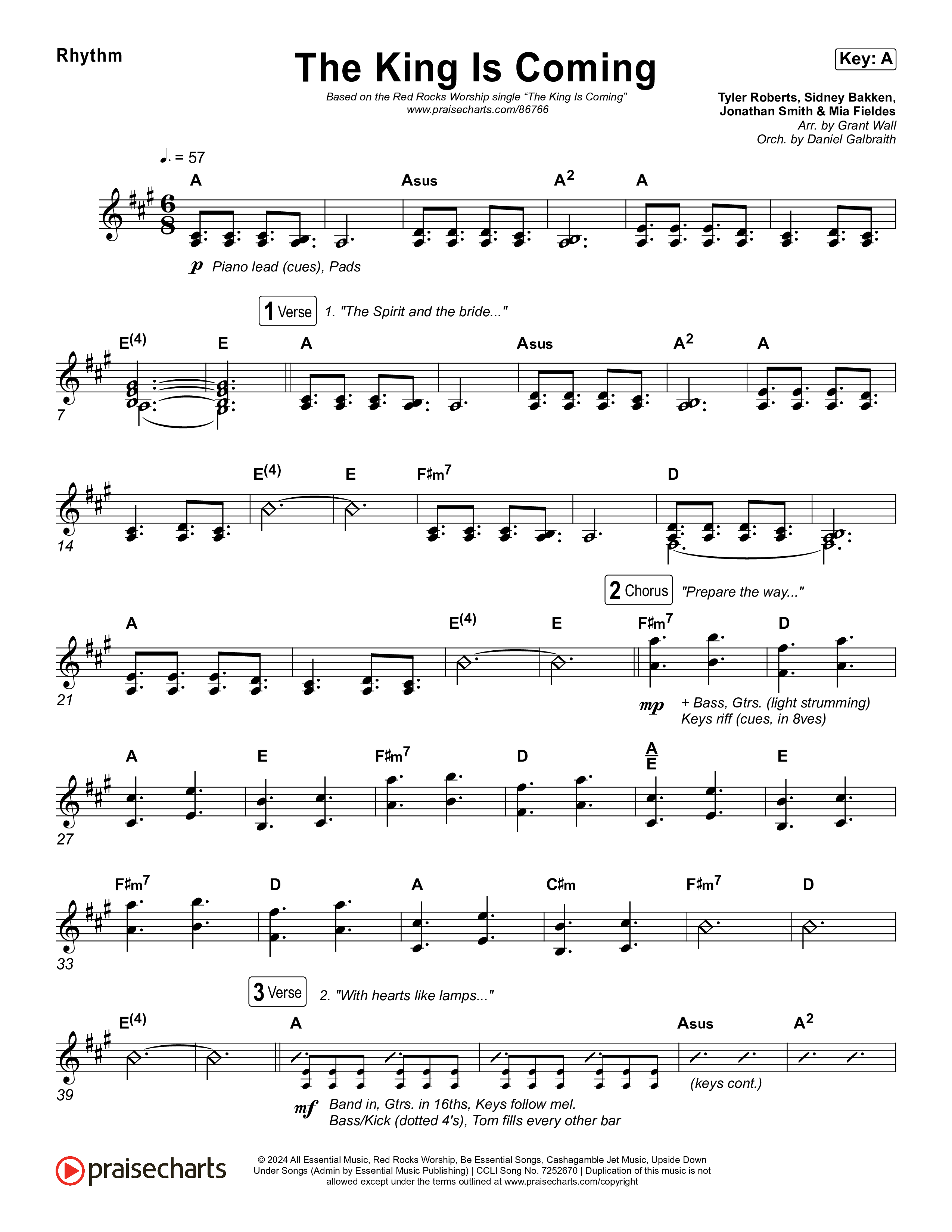 The King Is Coming (Live) Rhythm Chart (Red Rocks Worship)