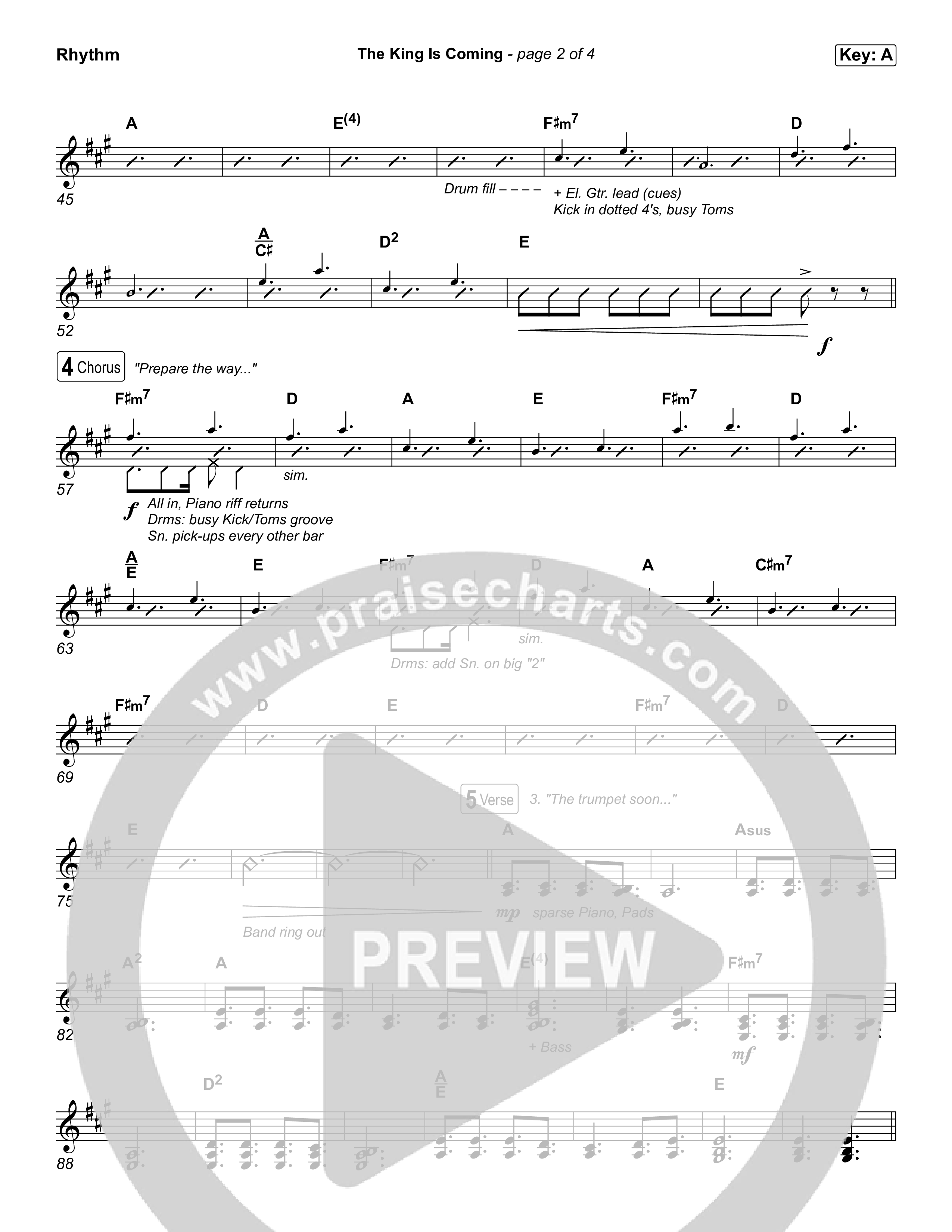 The King Is Coming (Live) Rhythm Chart (Red Rocks Worship)