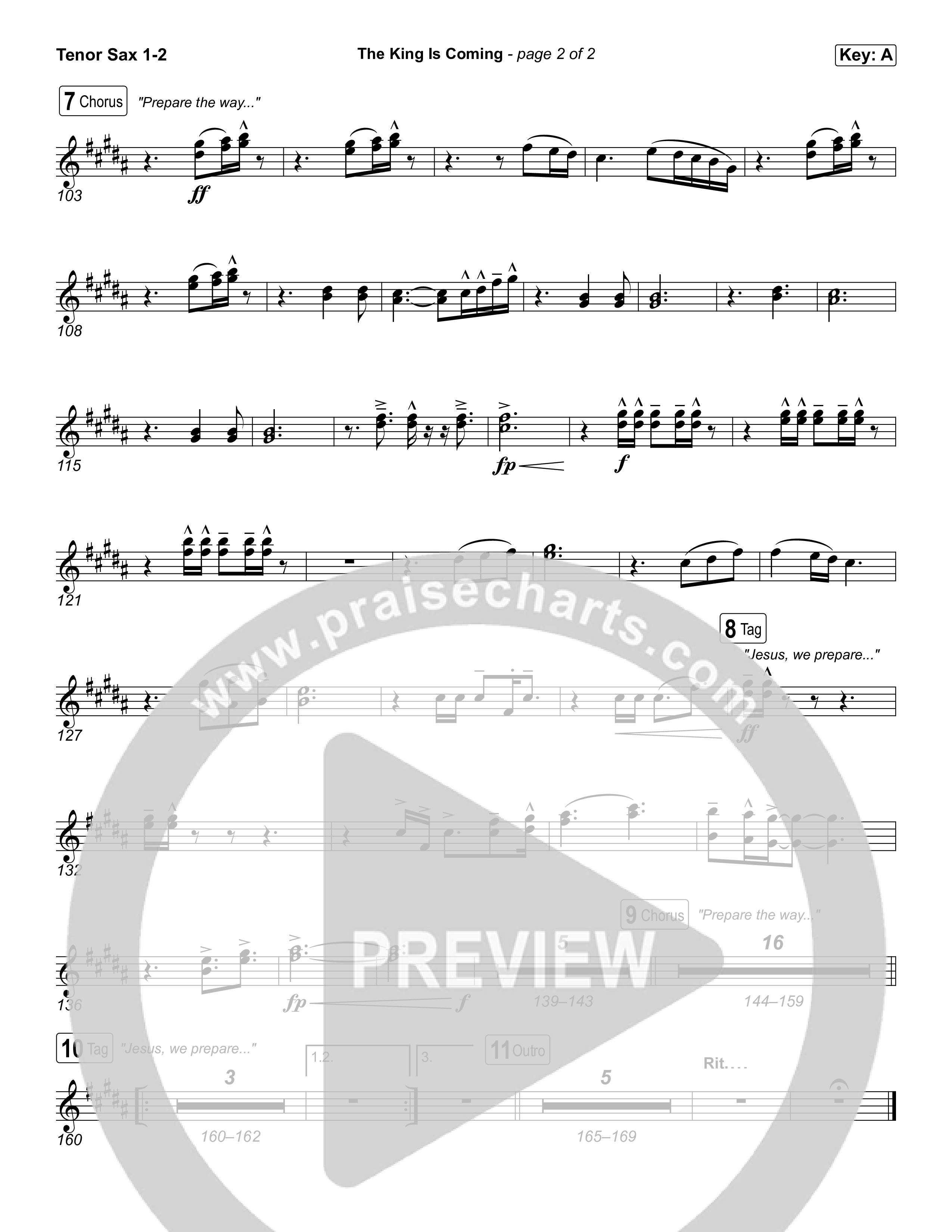 The King Is Coming (Live) Tenor Sax 1,2 (Red Rocks Worship)