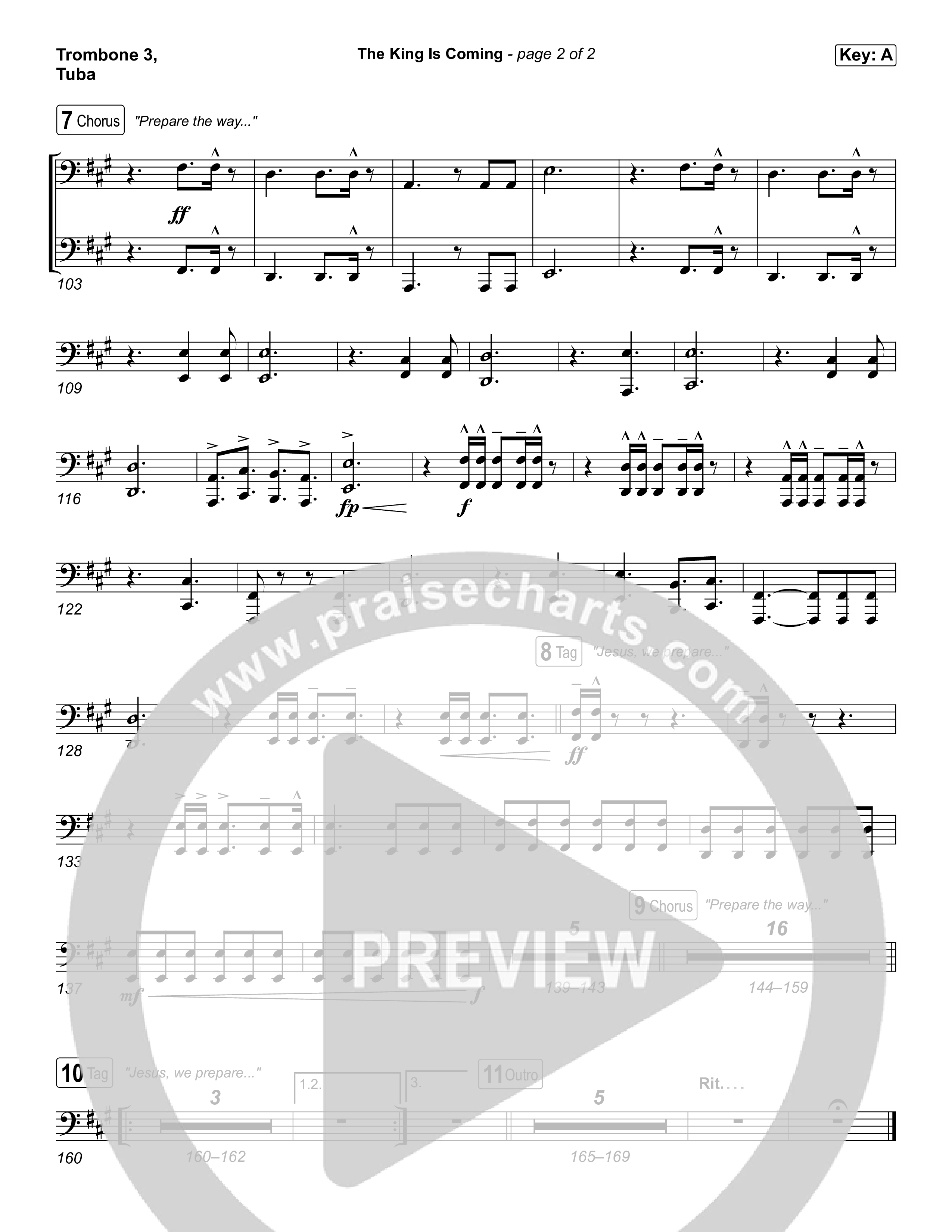 The King Is Coming (Live) Trombone 3/Tuba (Red Rocks Worship)