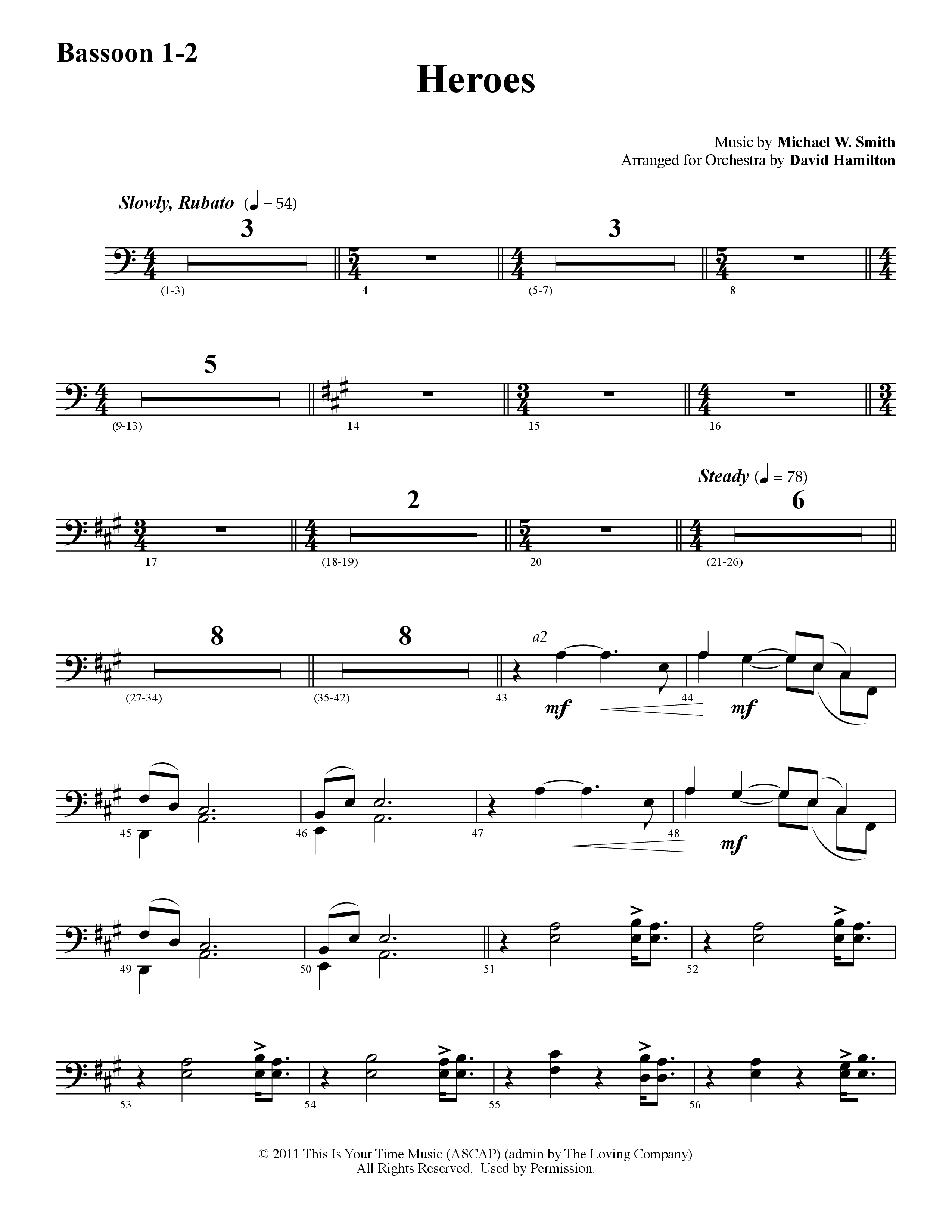Heroes (Instrumental) Bassoon 1/2 (Word Music / Arr. David Hamilton)