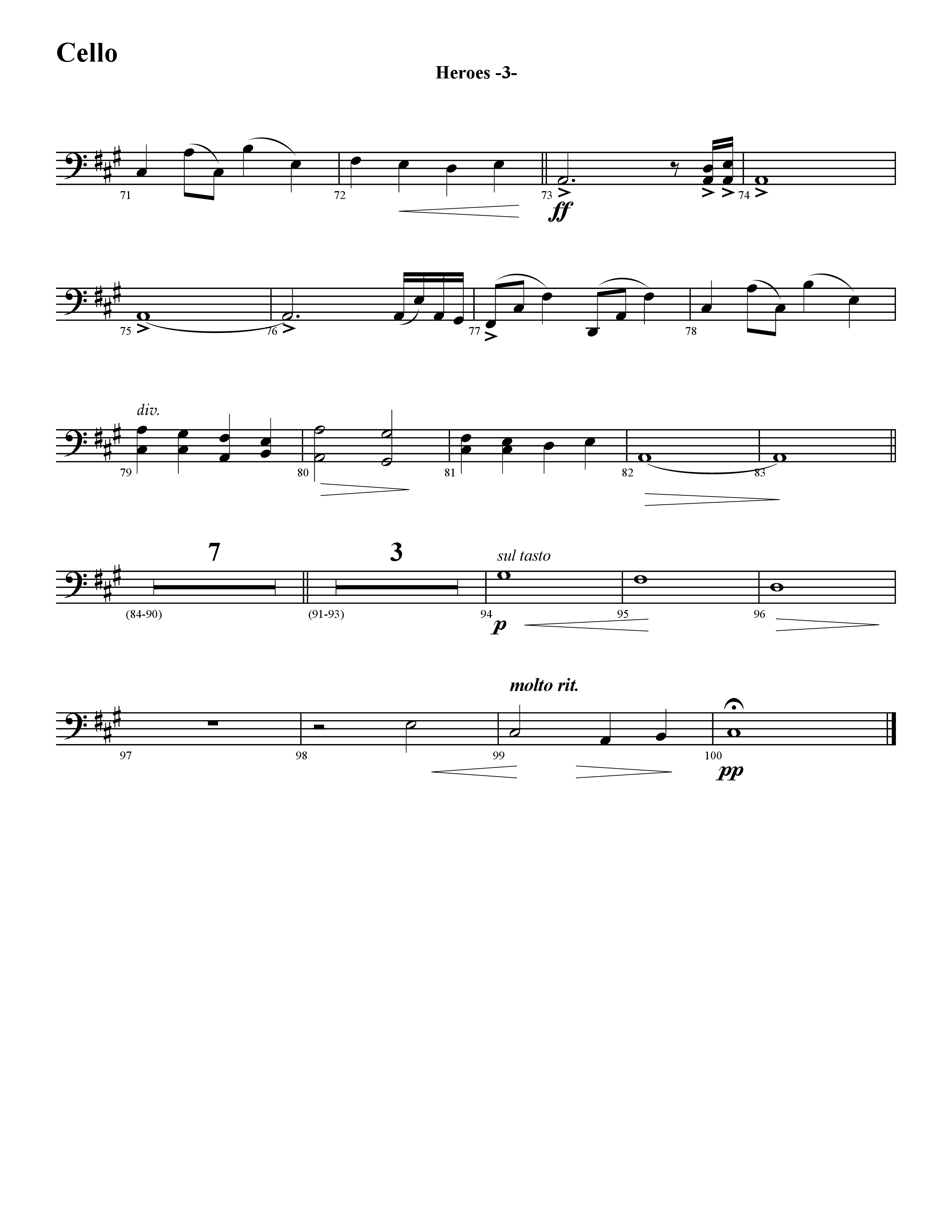 Heroes (Instrumental) Cello (Word Music / Arr. David Hamilton)