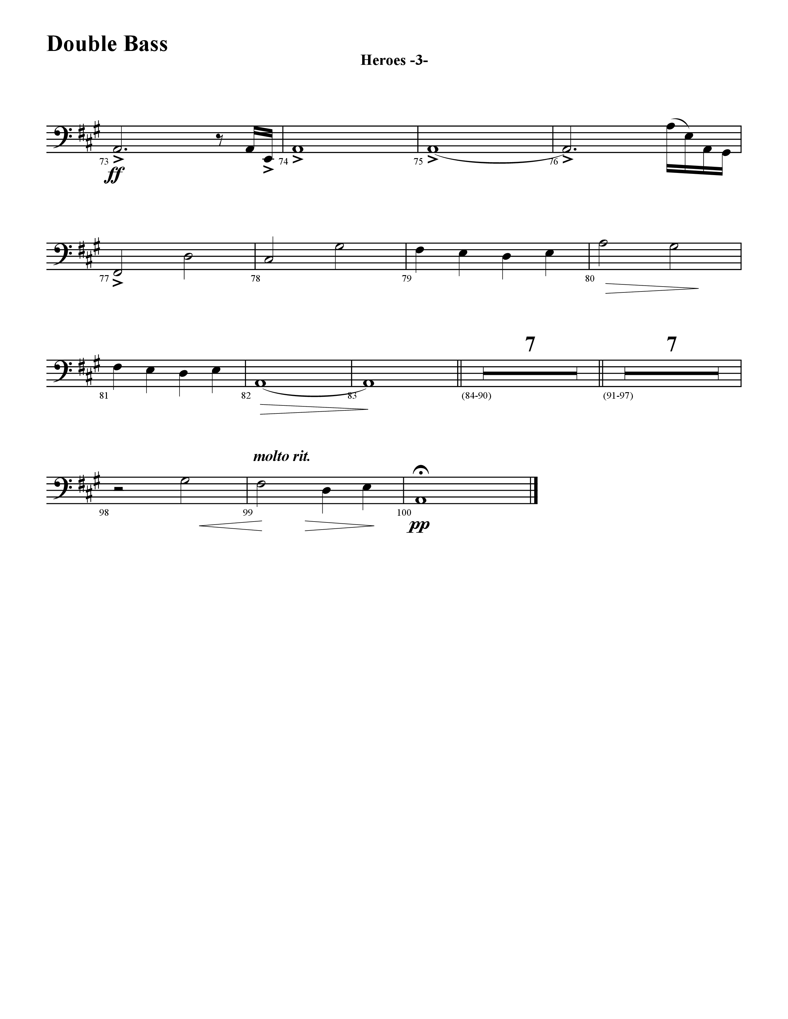 Heroes (Instrumental) Double Bass (Word Music / Arr. David Hamilton)