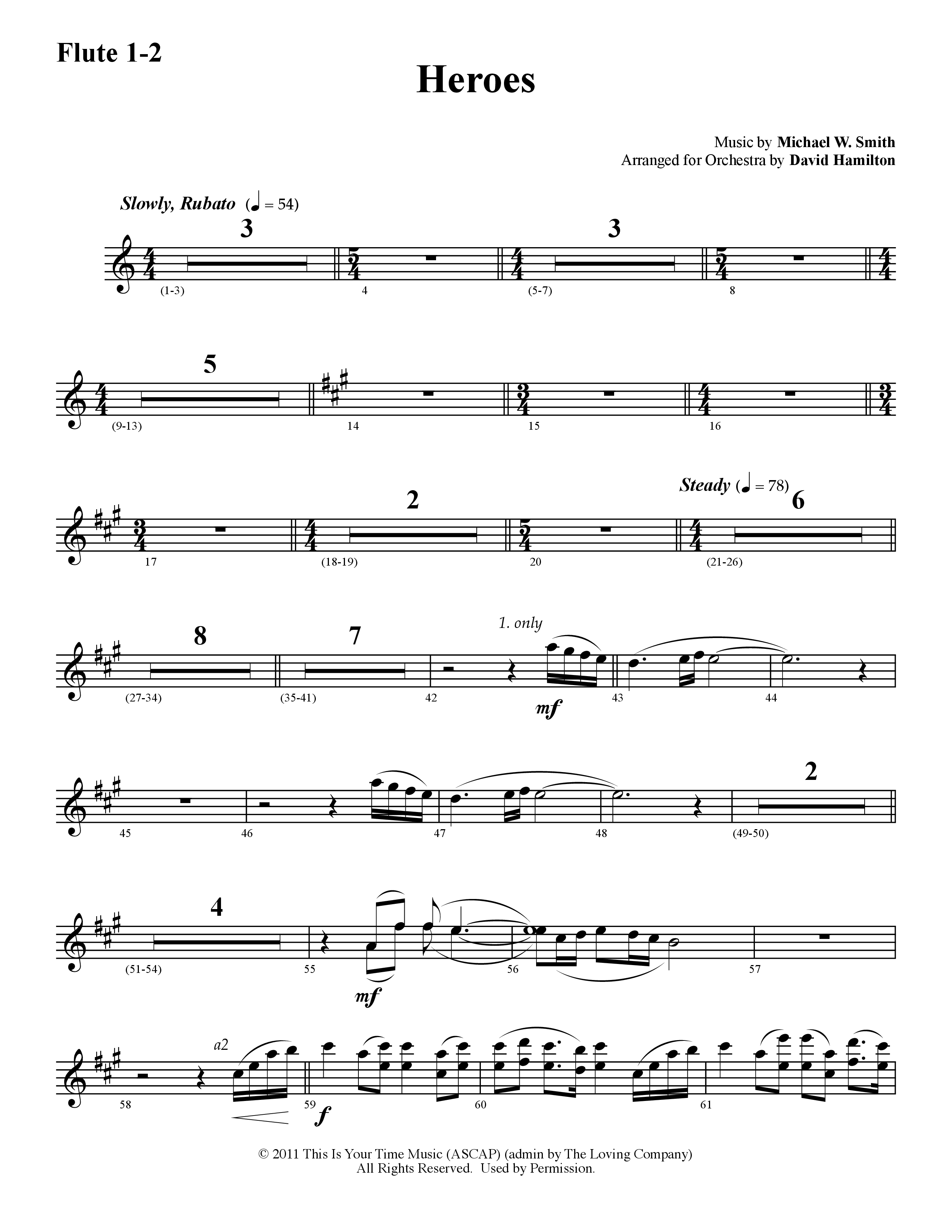 Heroes (Instrumental) Flute 1/2 (Word Music / Arr. David Hamilton)
