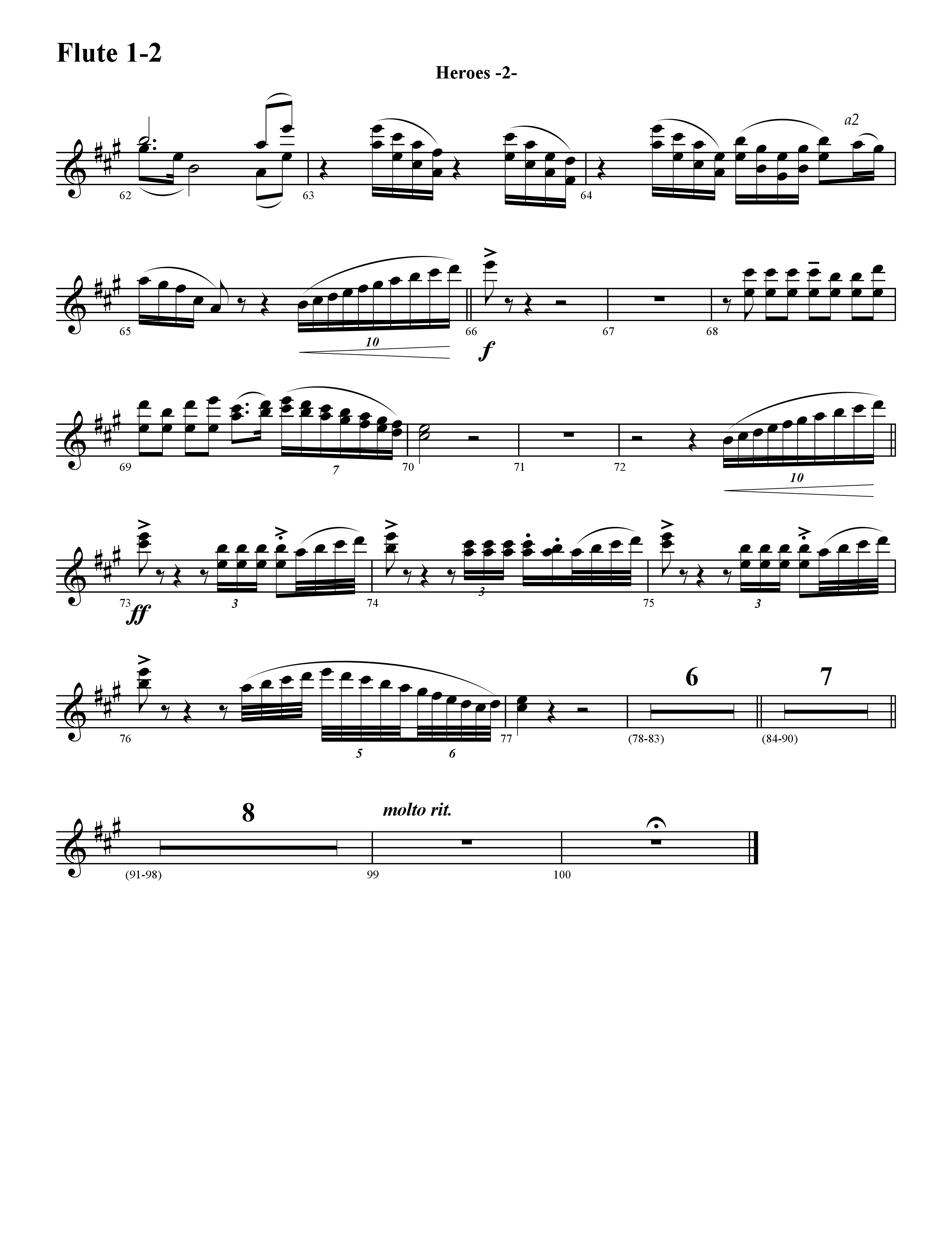 Heroes (Instrumental) Flute 1/2 (Word Music / Arr. David Hamilton)